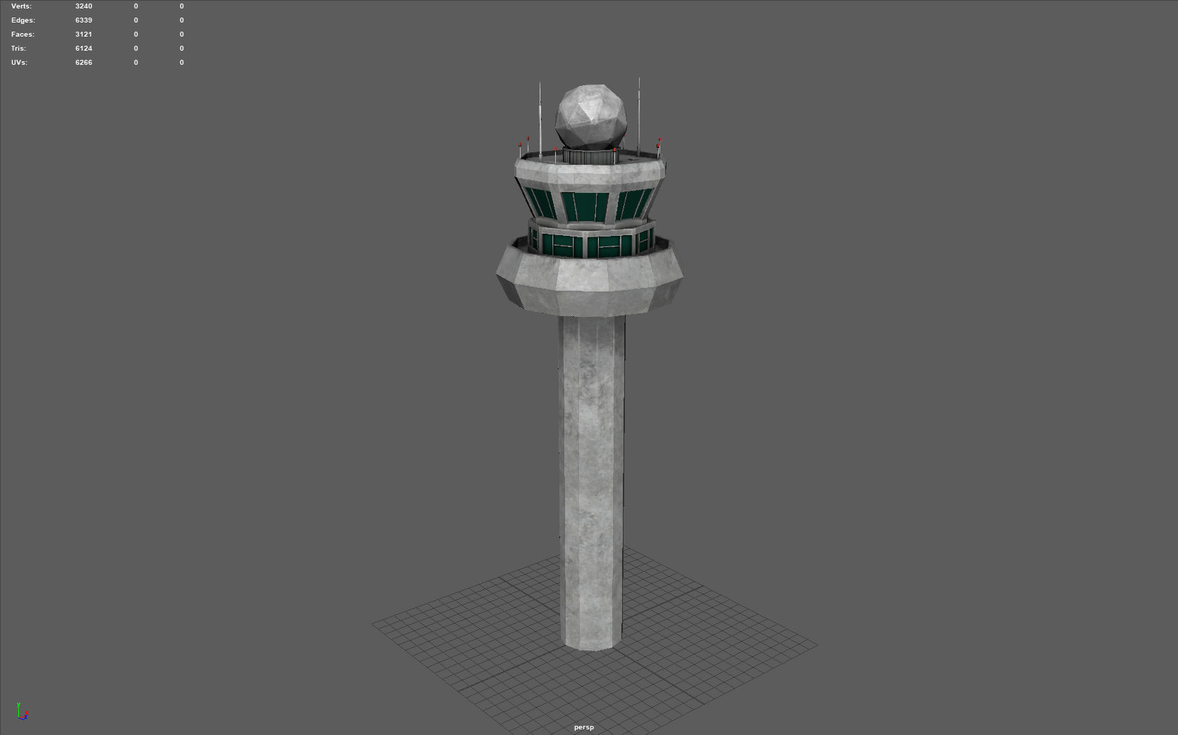 Airport Tower Low-poly 3D model_3