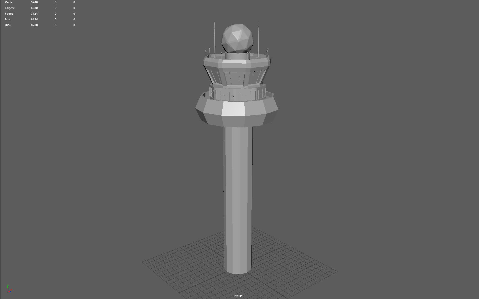 Airport Tower Low-poly 3D model_4