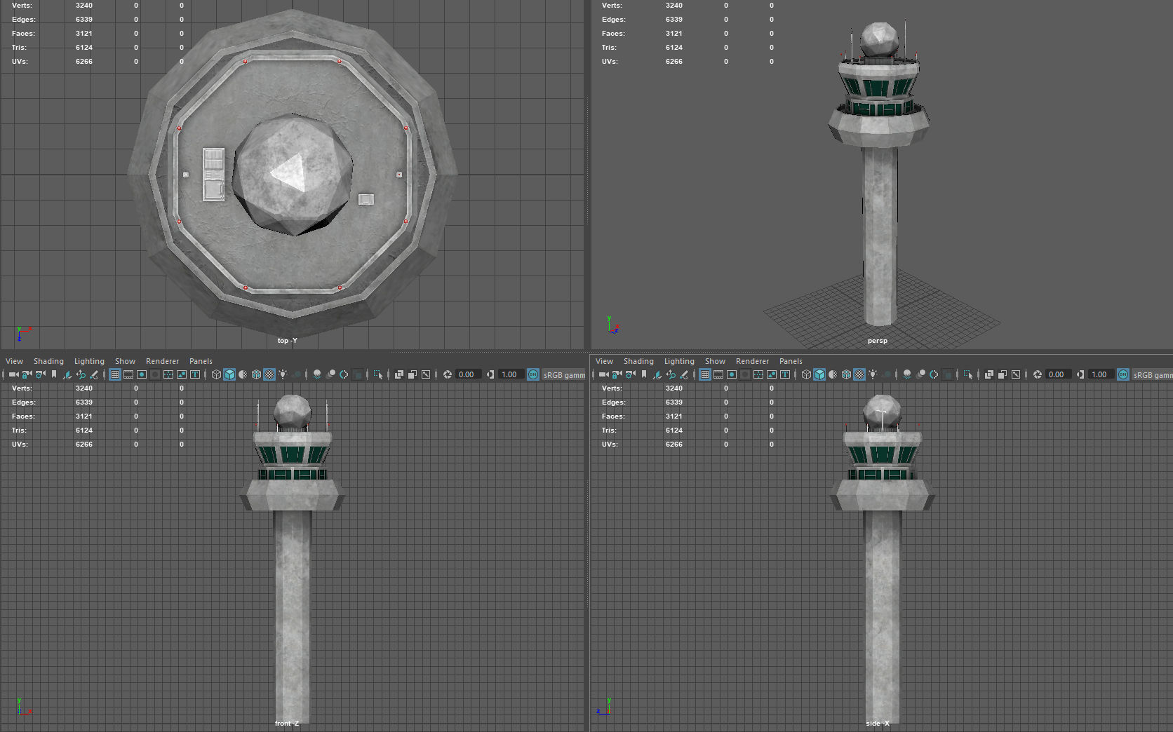Airport Tower Low-poly 3D model_9
