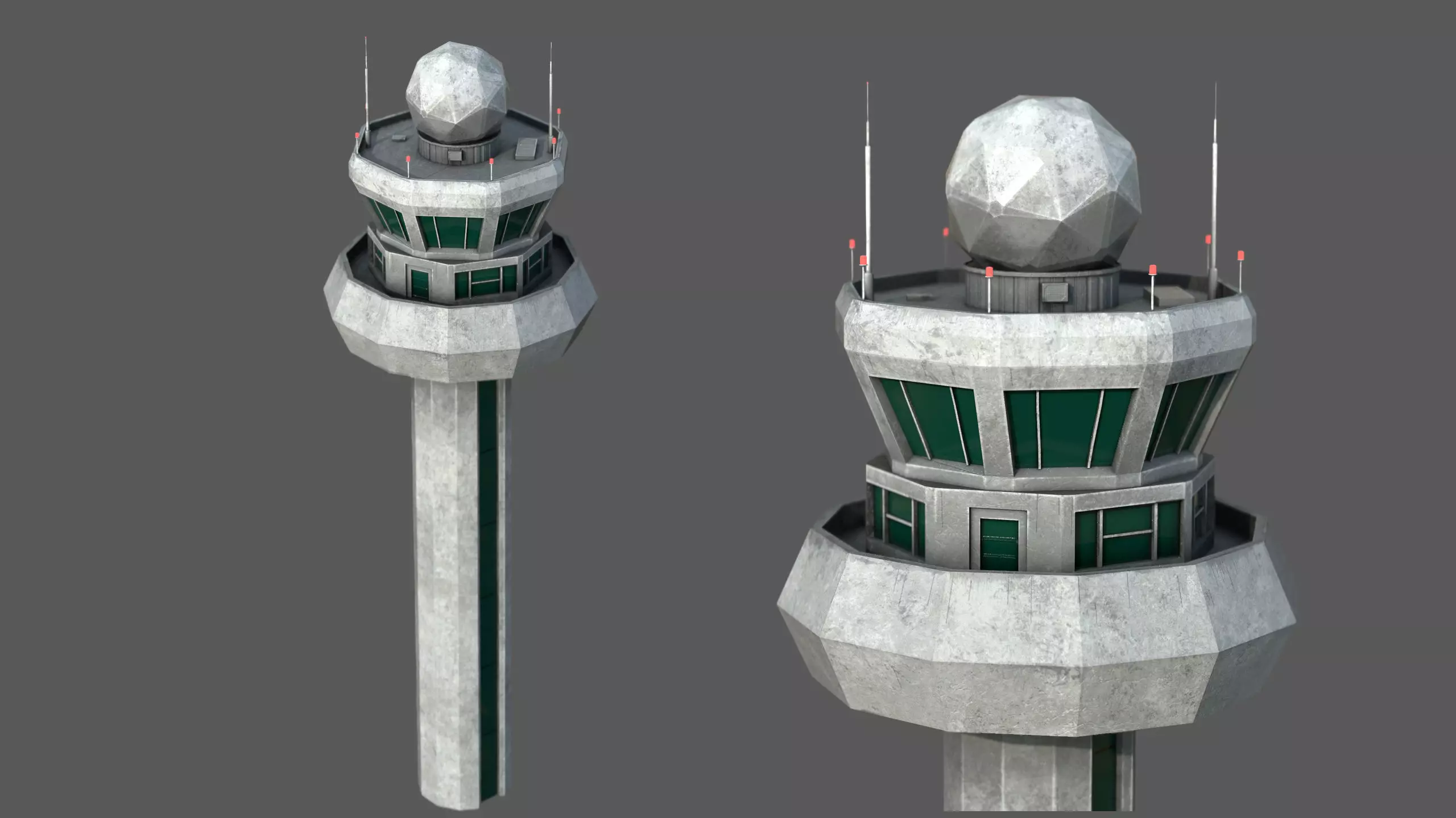 Airport Tower Low-poly 3D model_0