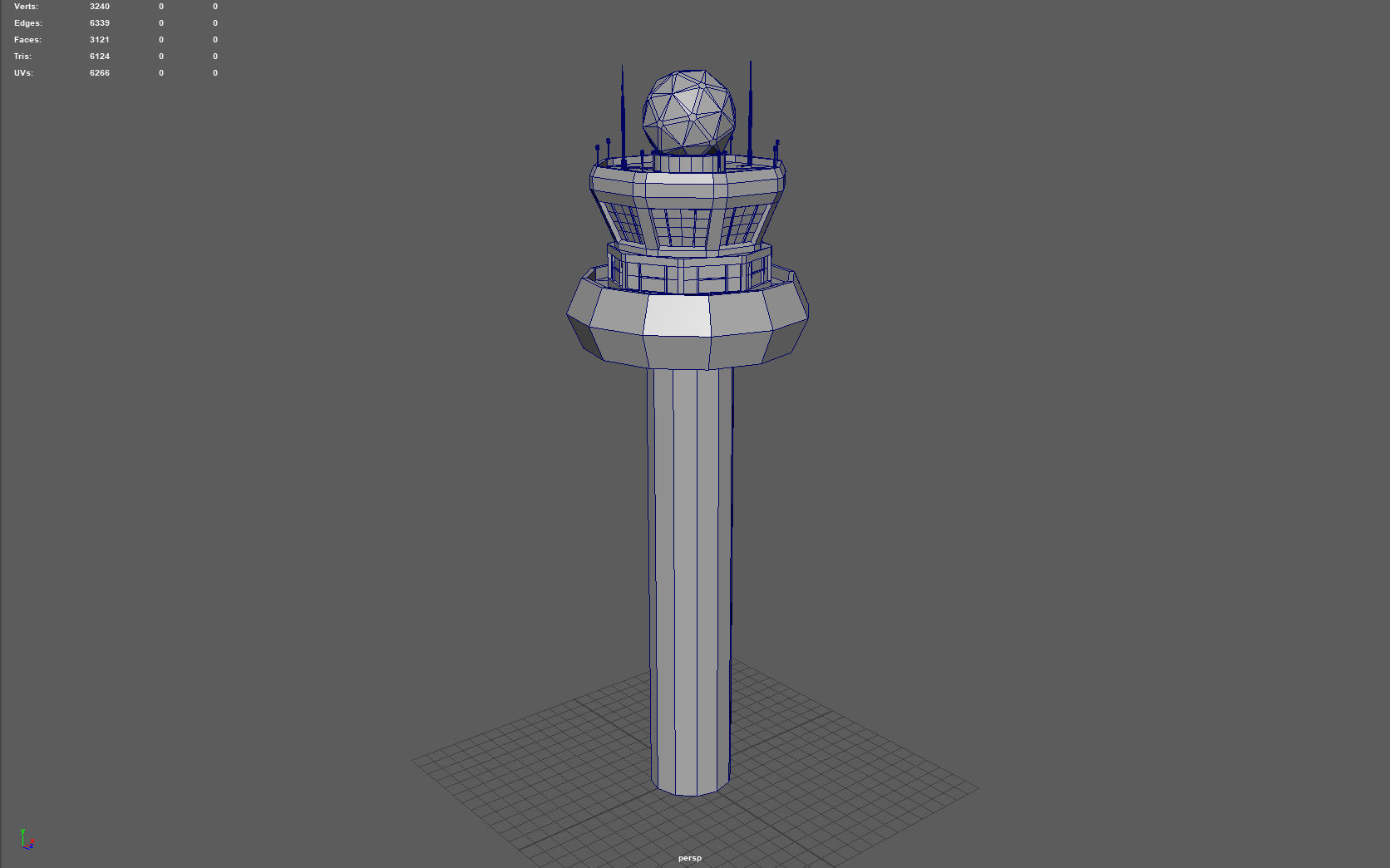 Airport Tower Low-poly 3D model_5