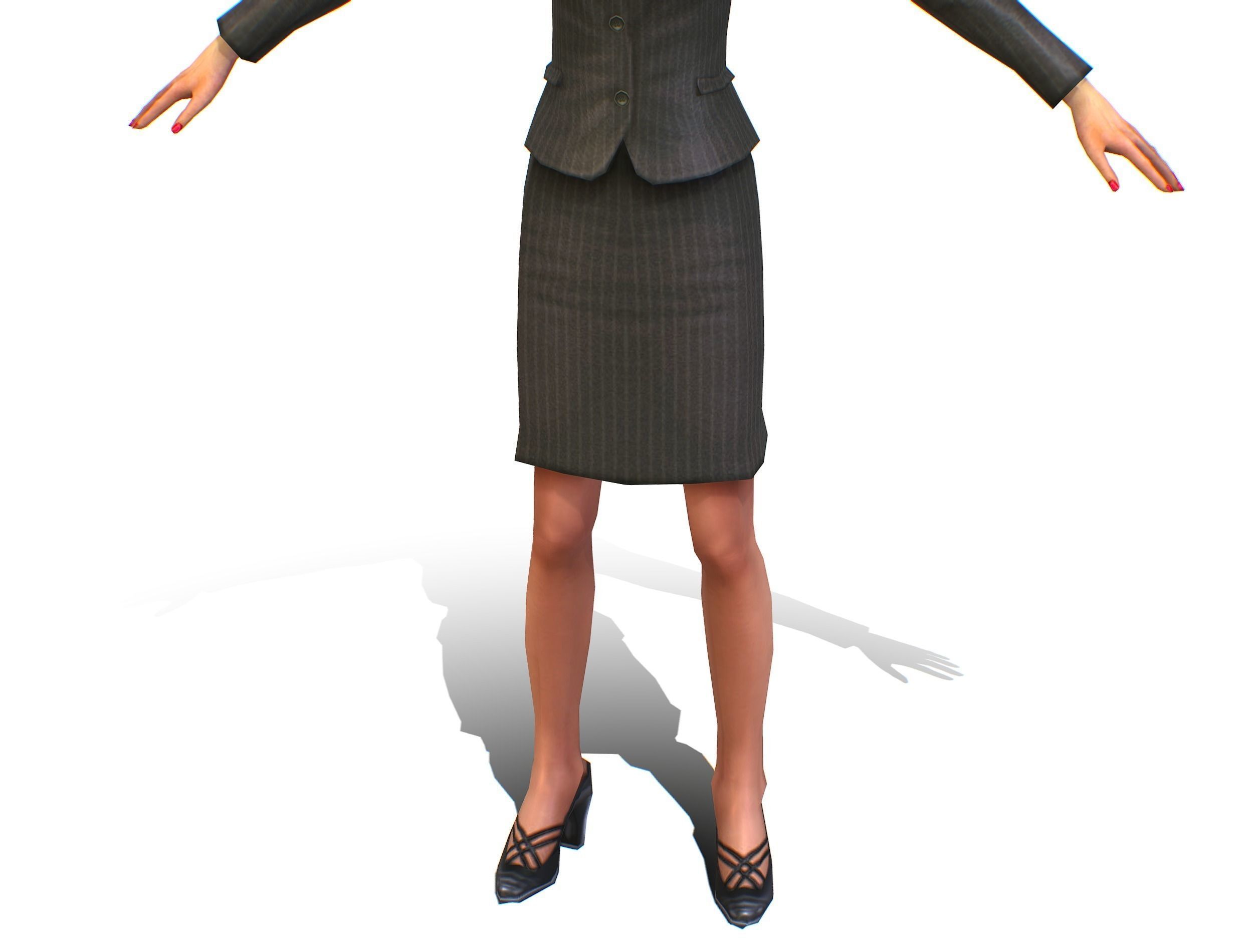 Female Young Woman Secretary Form Low-poly 3D model_12