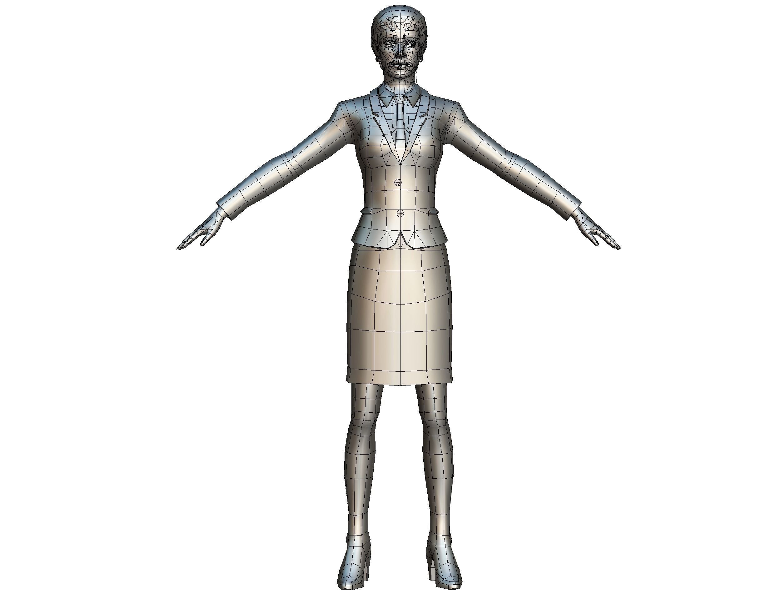 Female Young Woman Secretary Form Low-poly 3D model_14