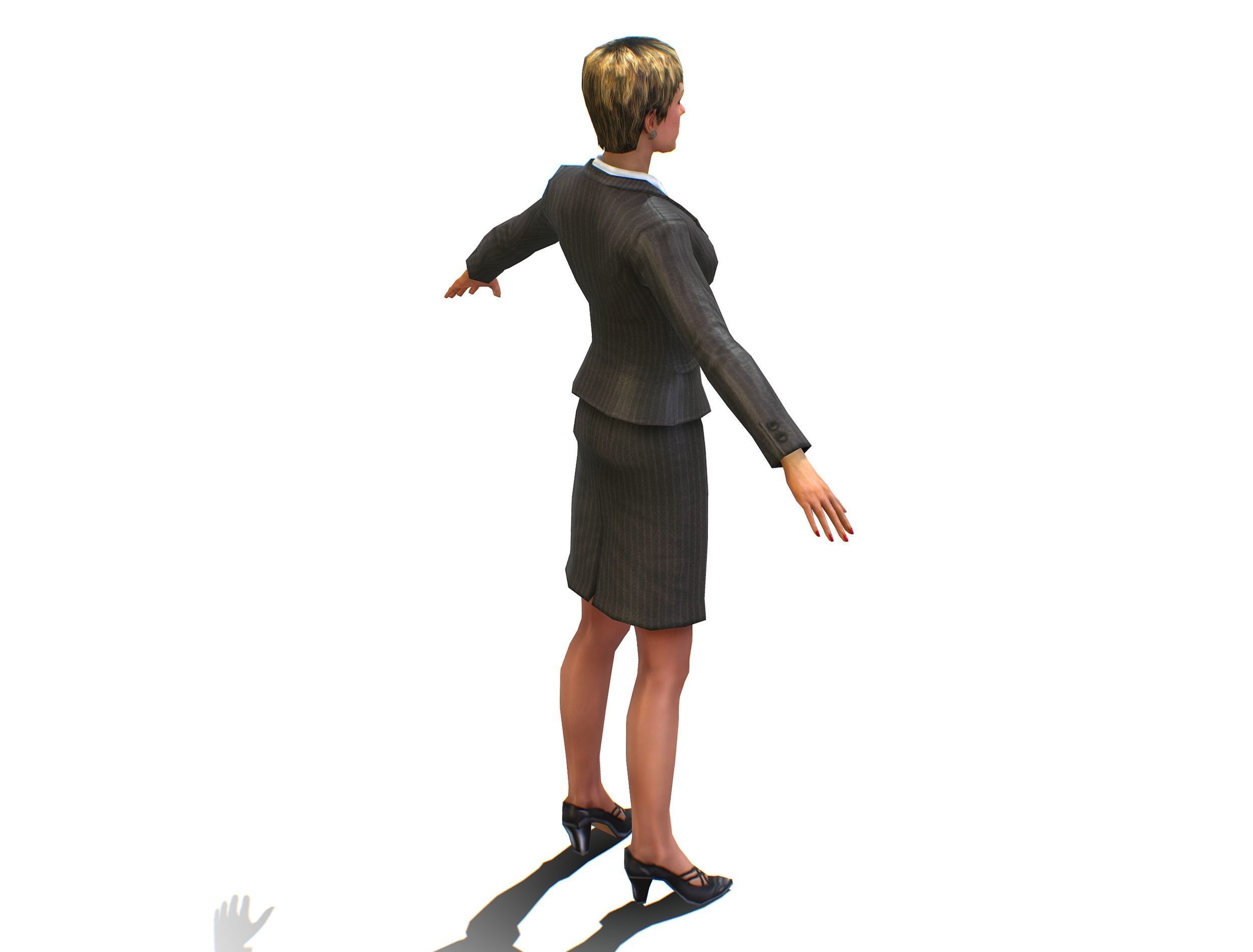 Female Young Woman Secretary Form Low-poly 3D model_10