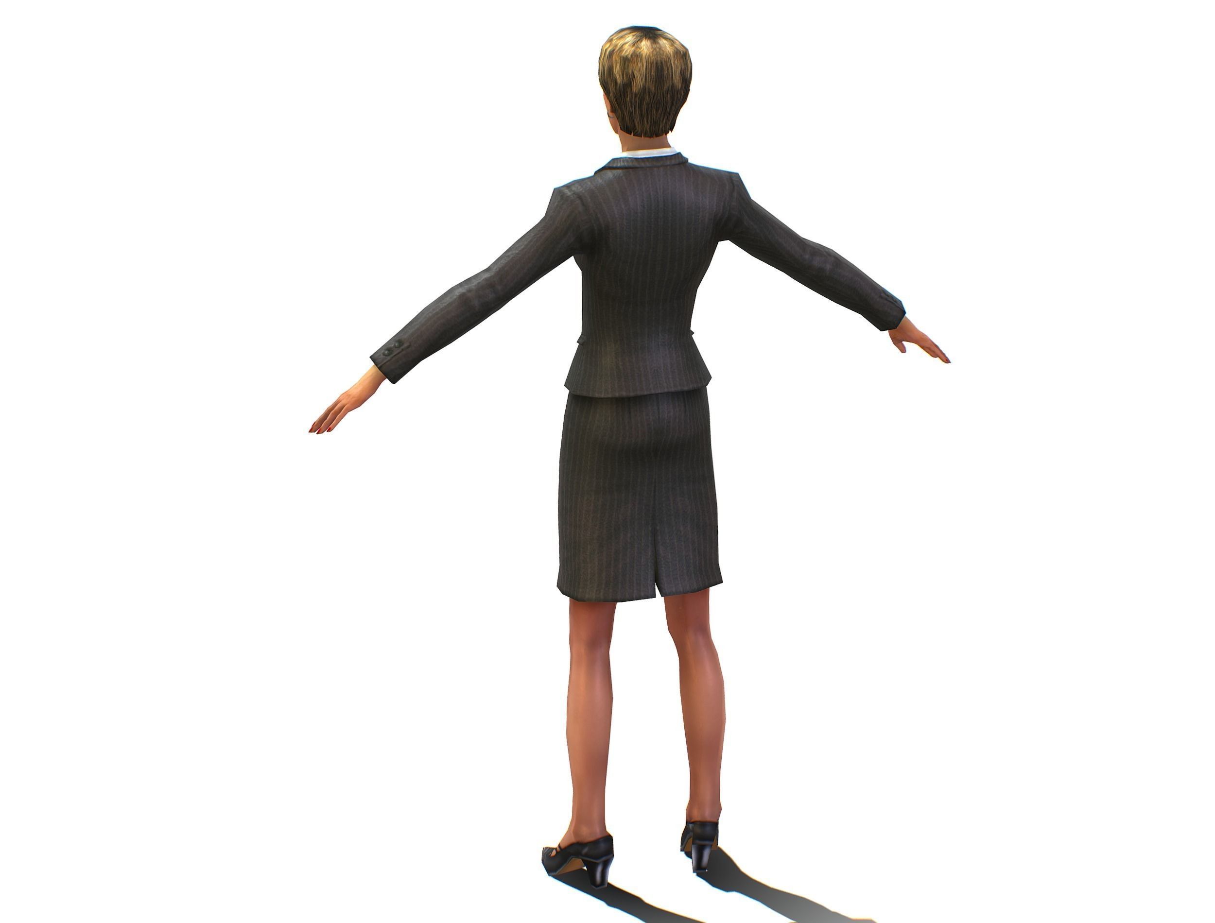 Female Young Woman Secretary Form Low-poly 3D model_5