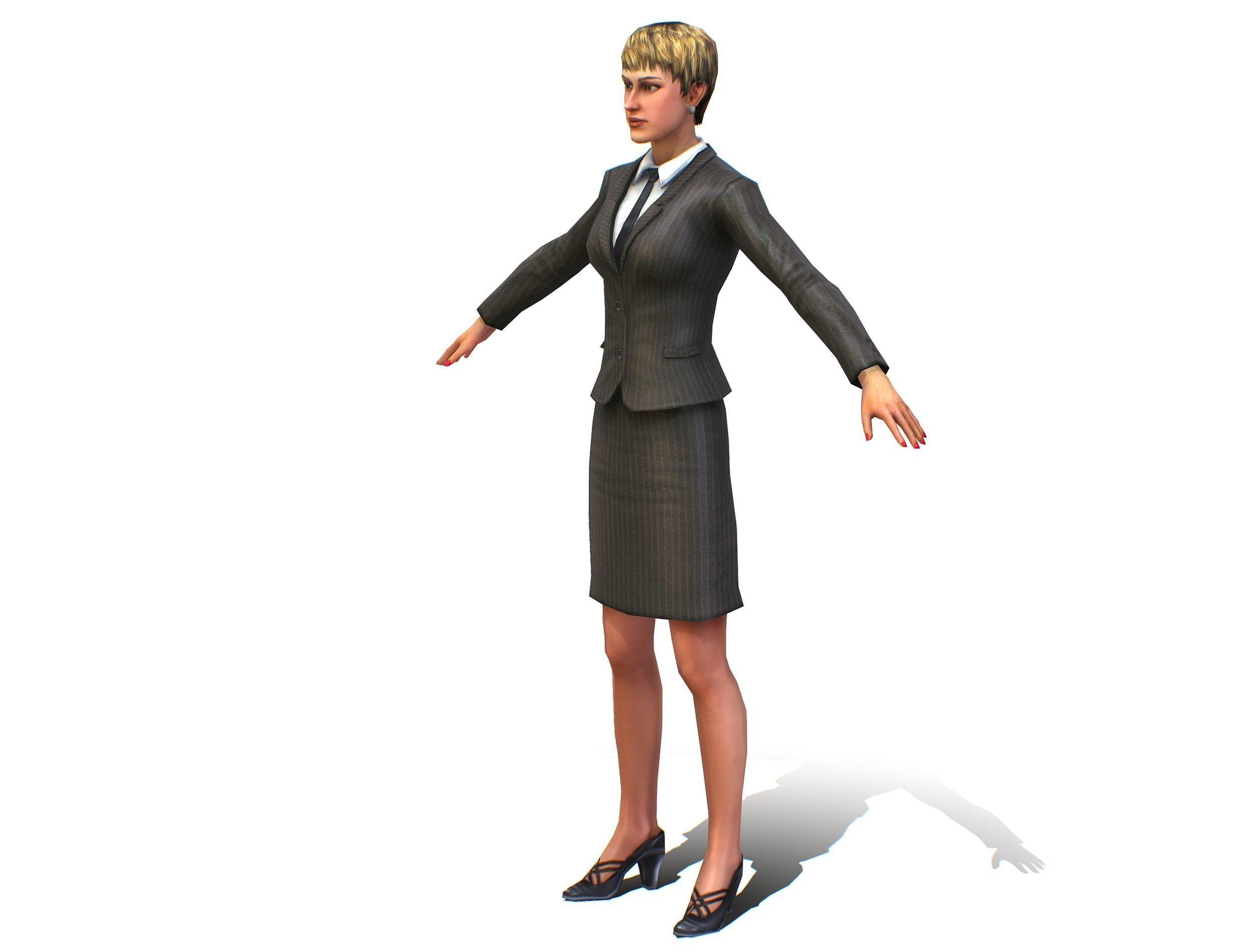 Female Young Woman Secretary Form Low-poly 3D model_2