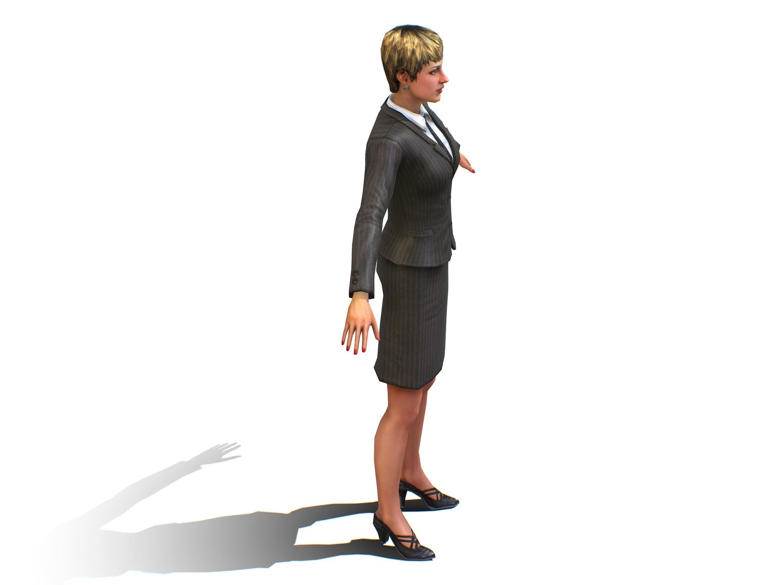 Female Young Woman Secretary Form Low-poly 3D model_7