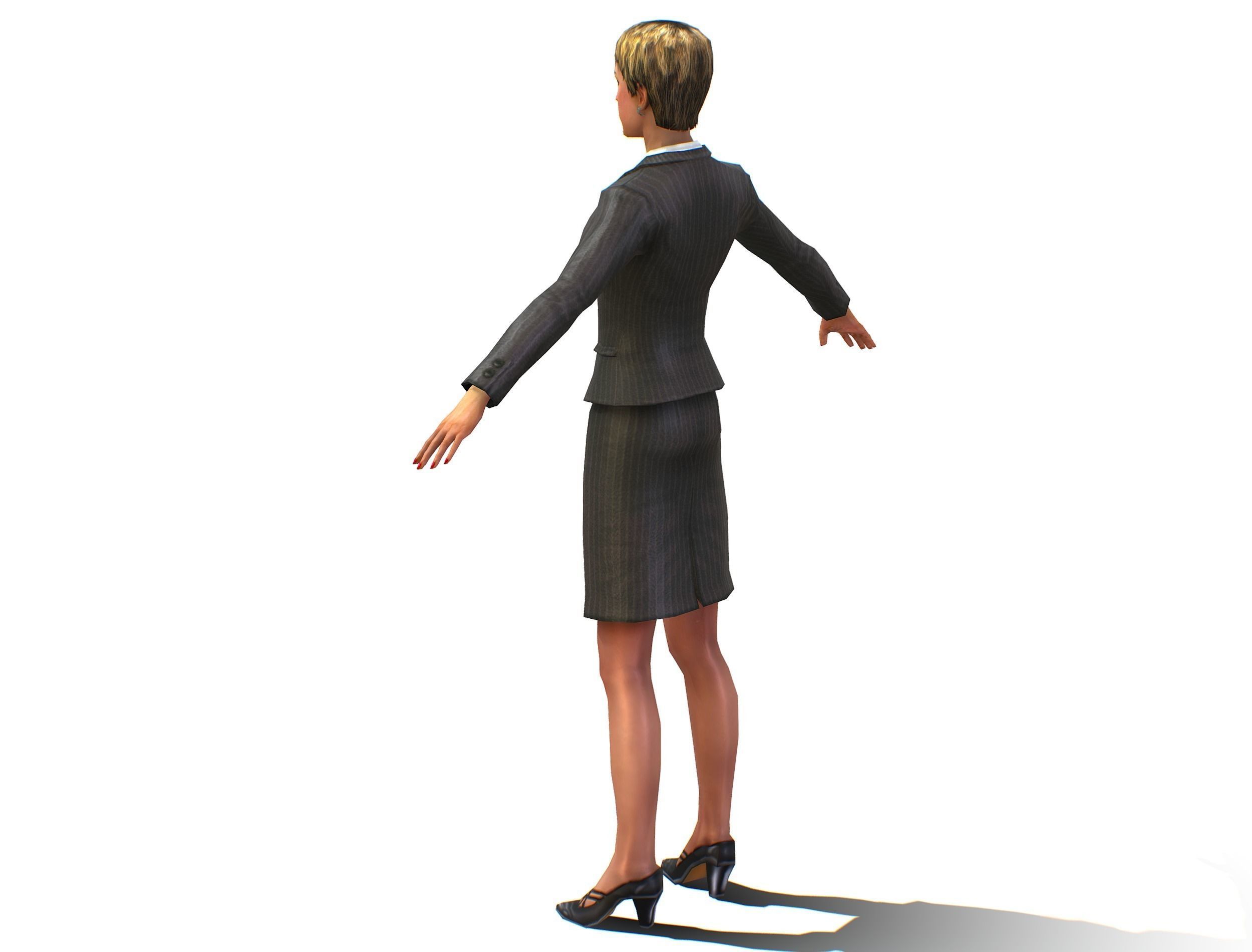 Female Young Woman Secretary Form Low-poly 3D model_4