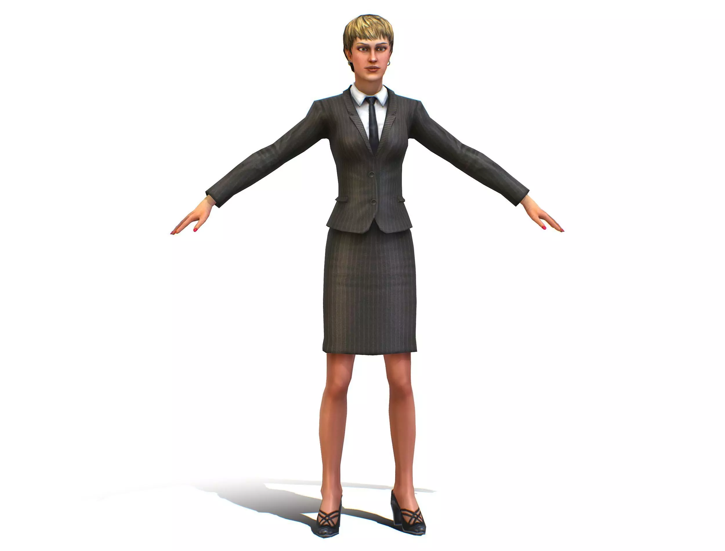 Female Young Woman Secretary Form Low-poly 3D model_0