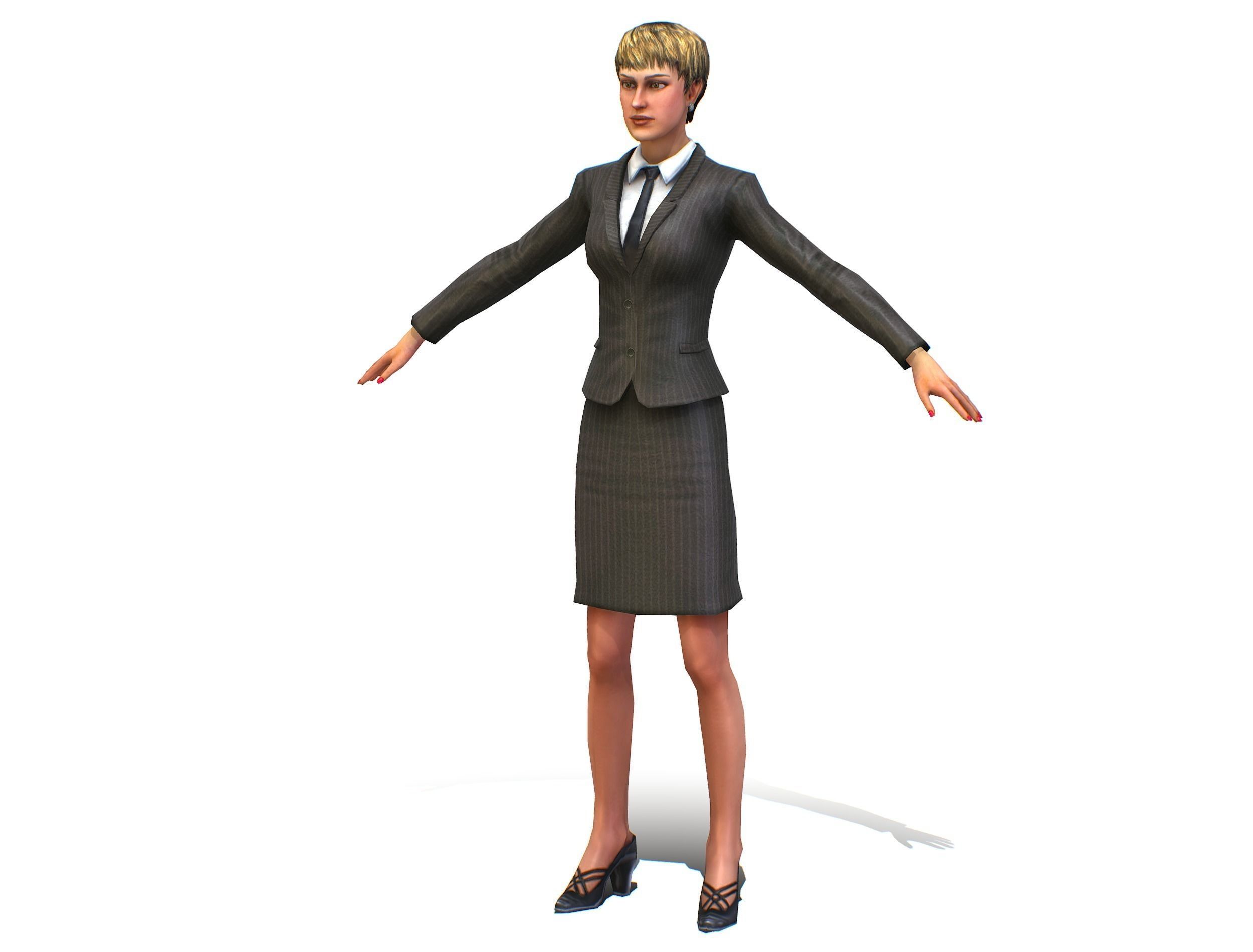 Female Young Woman Secretary Form Low-poly 3D model_1