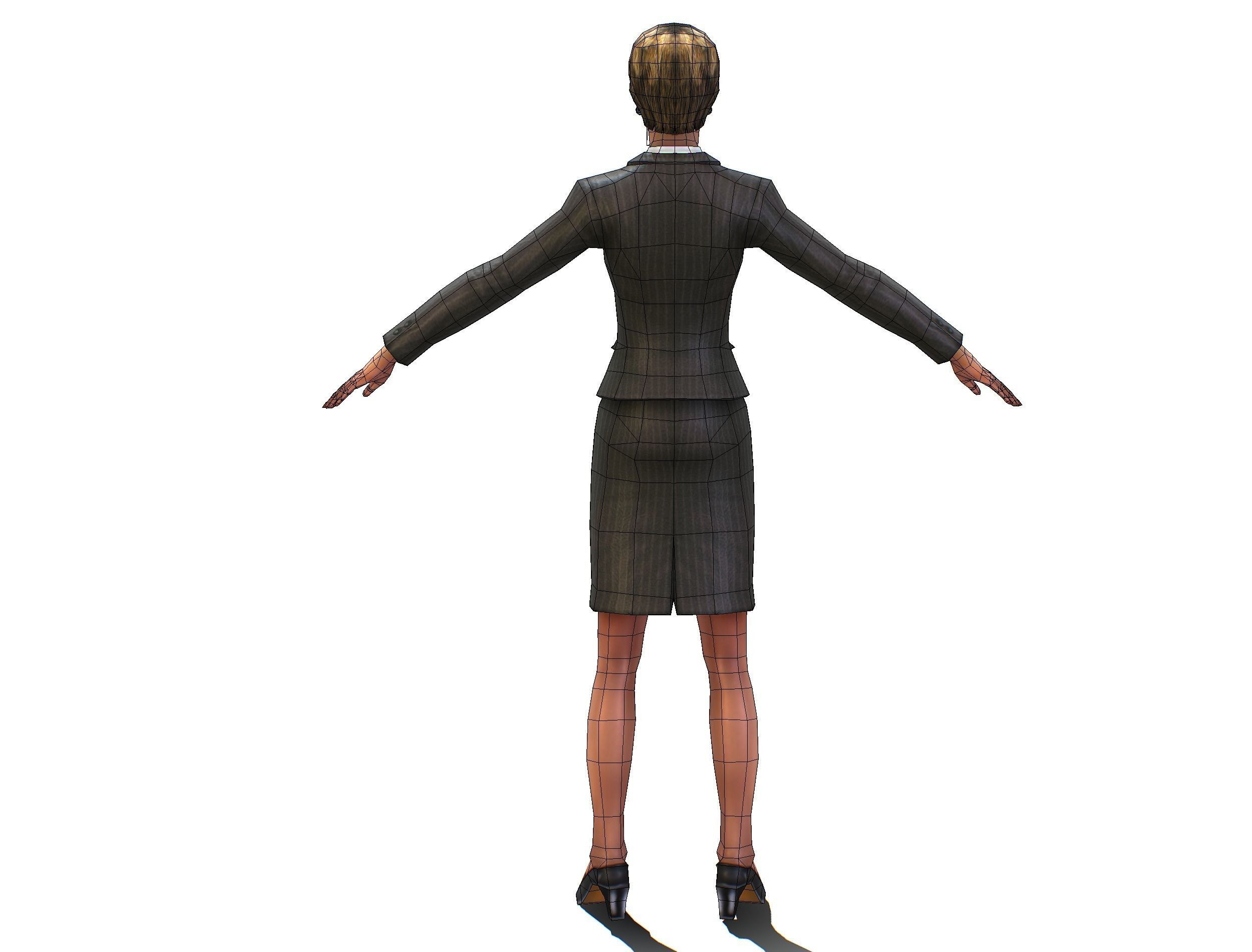 Female Young Woman Secretary Form Low-poly 3D model_15