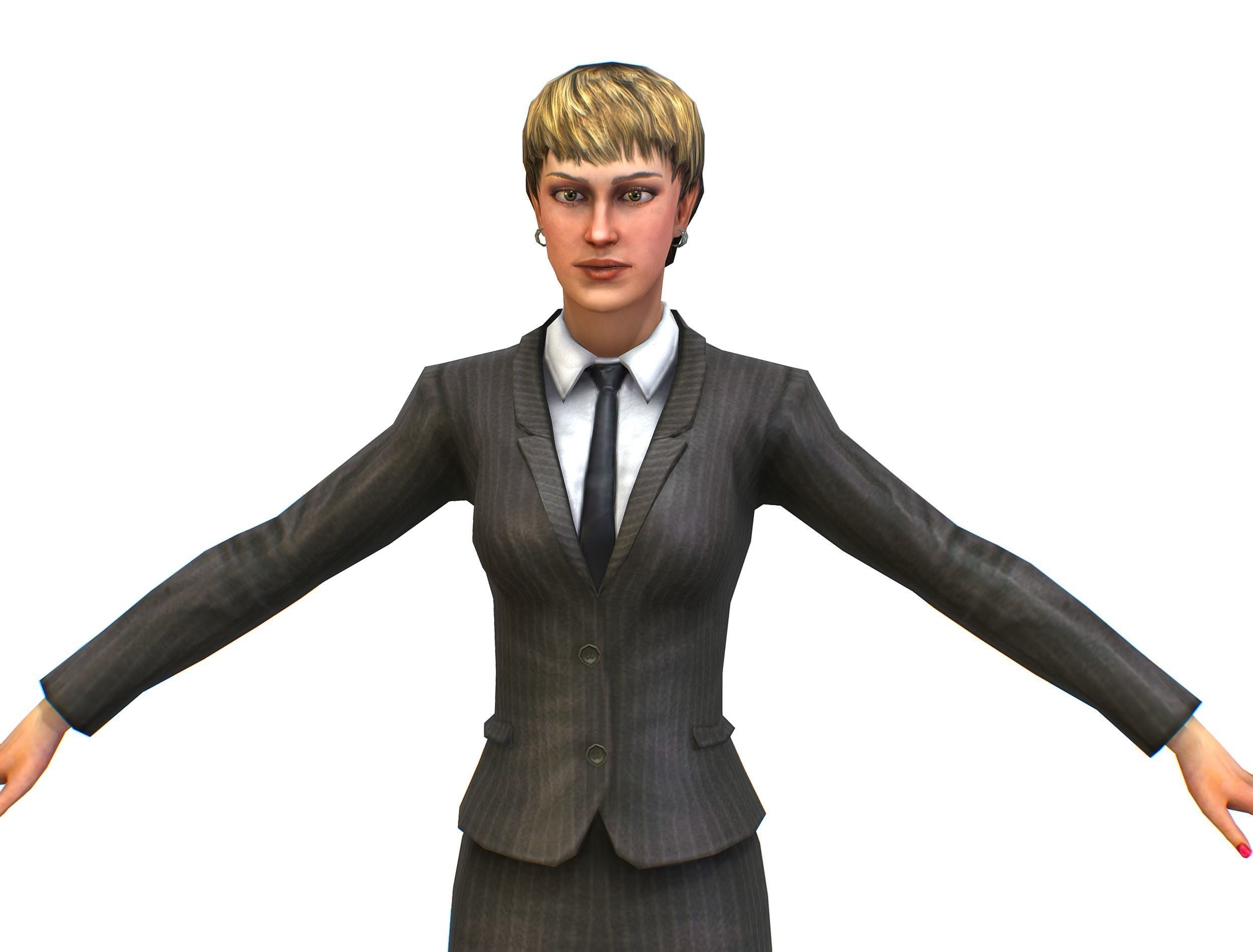 Female Young Woman Secretary Form Low-poly 3D model_11