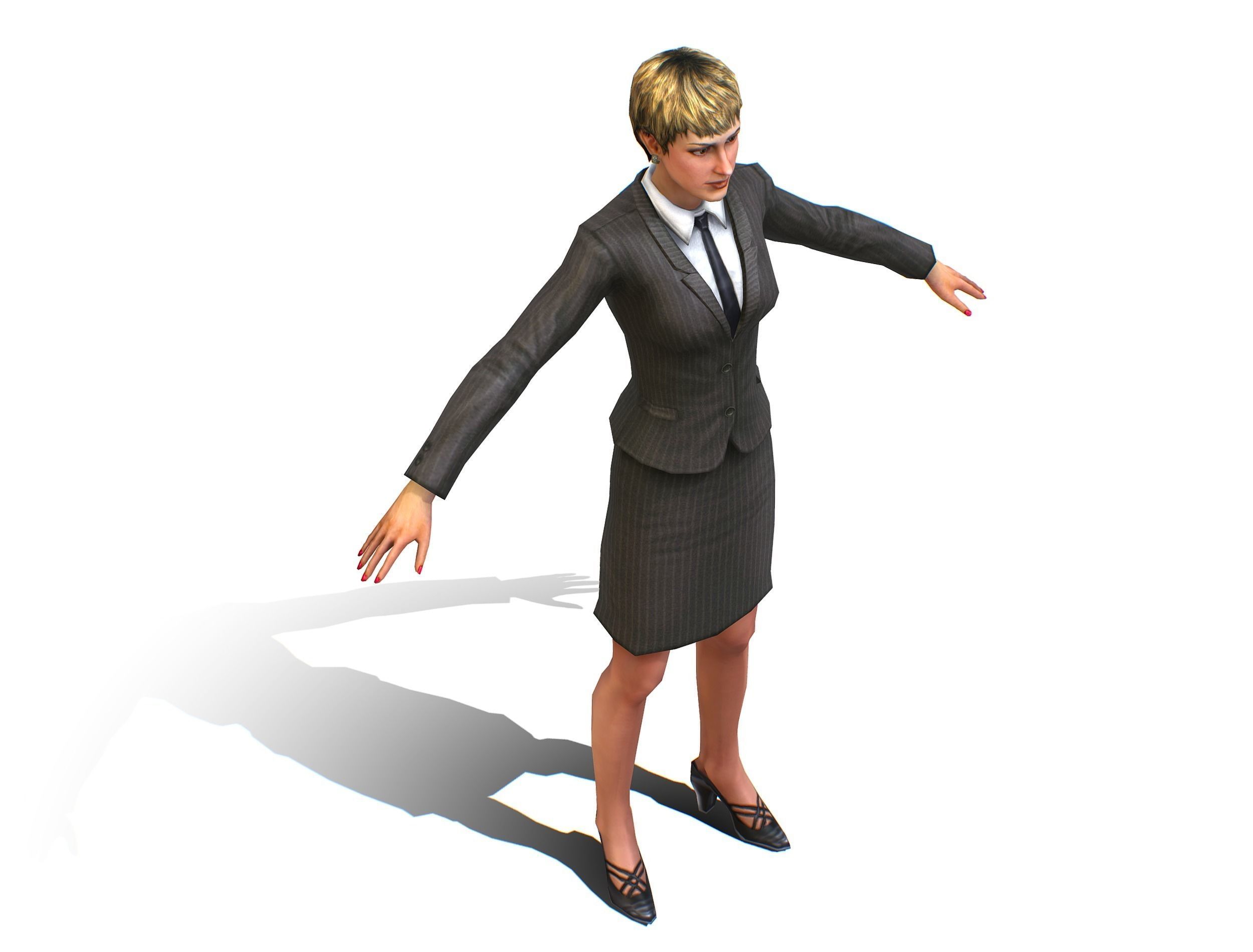 Female Young Woman Secretary Form Low-poly 3D model_8