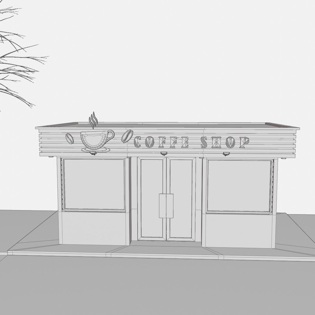 COFFEE SHOP Exterior and Interior 3D model_7