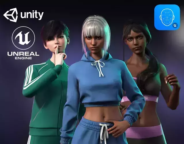 Sportswear Casual Girls Pack - Realistic Stylized Character Low-poly 3D model