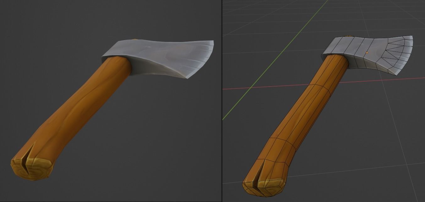 Axe Cartoon Low Poly Handpainted Low-poly 3D model_2