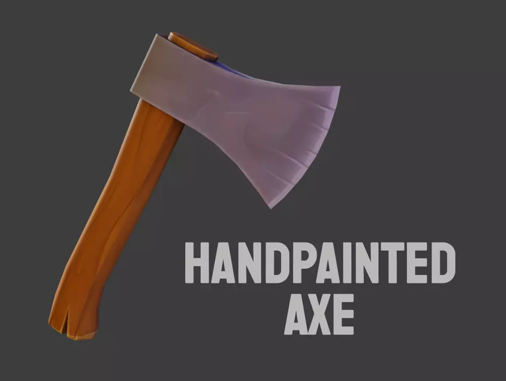 Axe Cartoon Low Poly Handpainted Low-poly 3D model_0