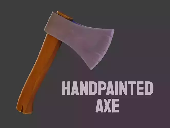 Axe Cartoon Low Poly Handpainted Low-poly 3D model