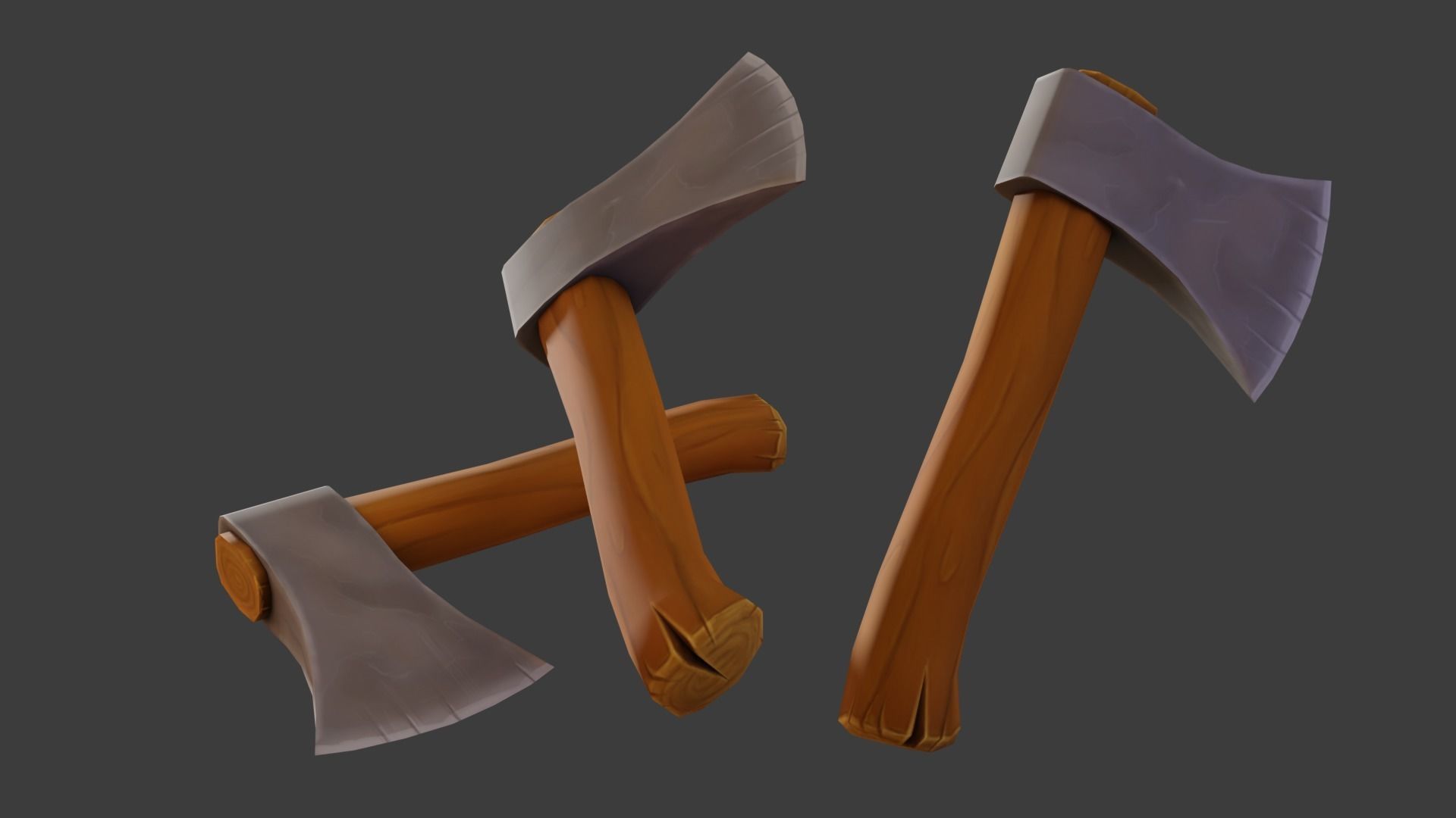 Axe Cartoon Low Poly Handpainted Low-poly 3D model_1