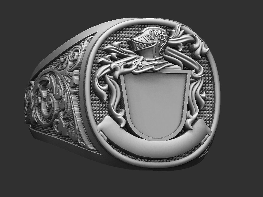 Coat of Arms Helmet Ring 3D print model_1