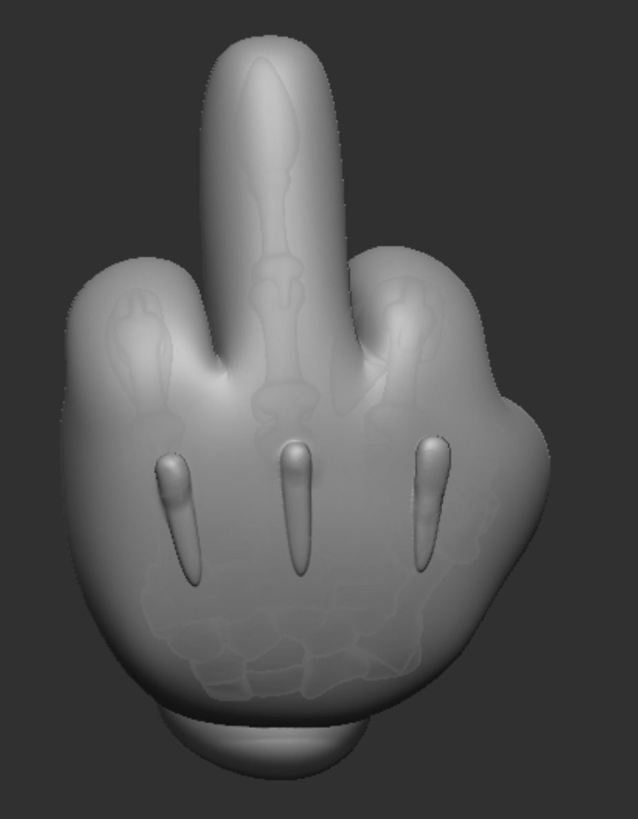 Mickey Mouse hand middle finger 3D print model_5