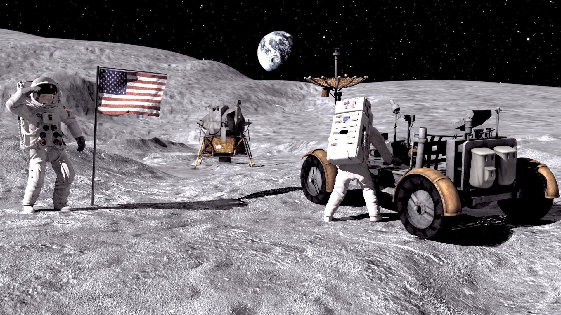 MOON NASA astronaut studio 3dsmax vray 3D model_3