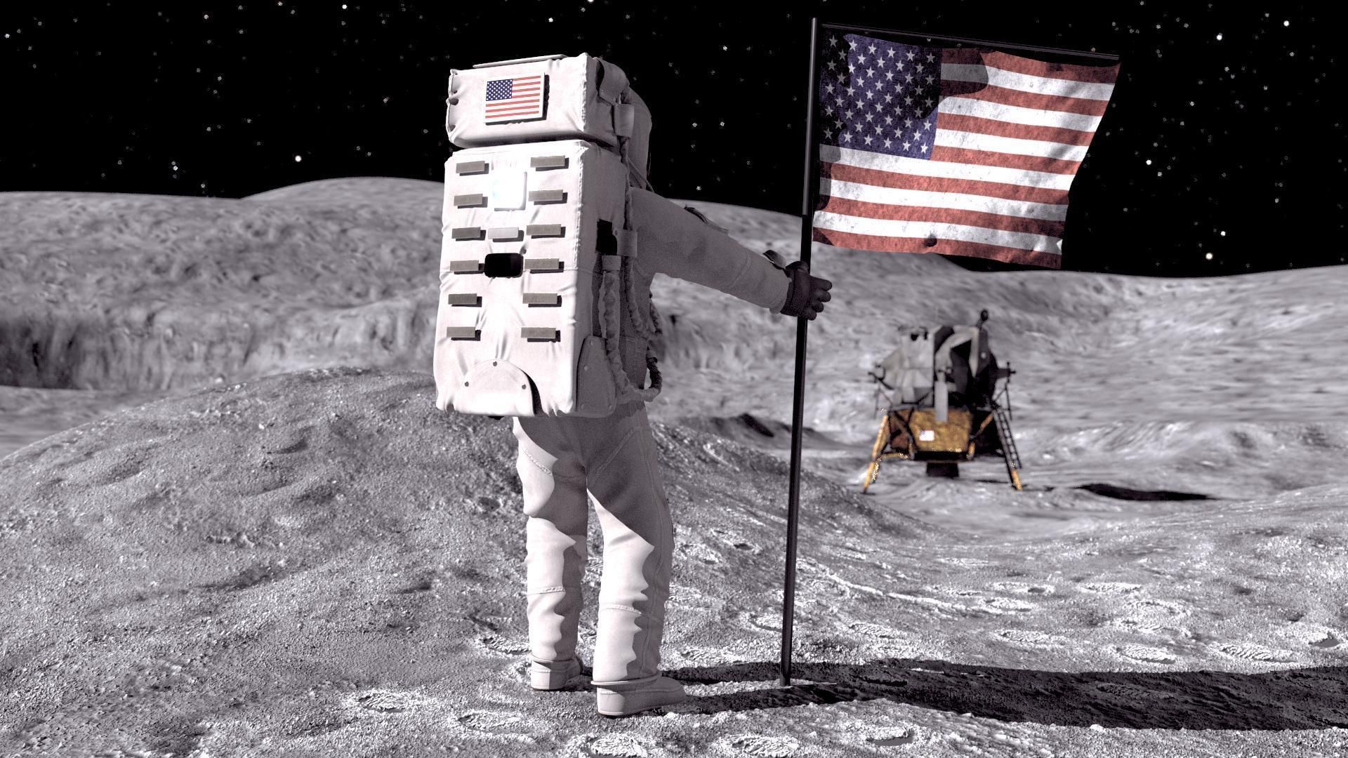 MOON NASA astronaut studio 3dsmax vray 3D model_7