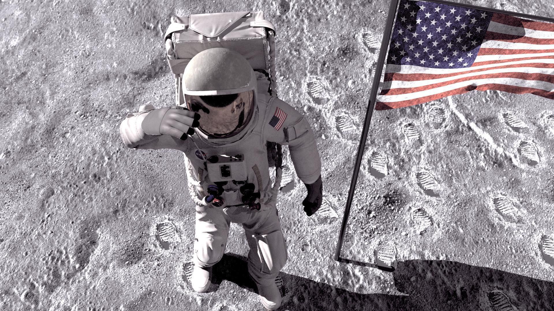 MOON NASA astronaut studio 3dsmax vray 3D model_1