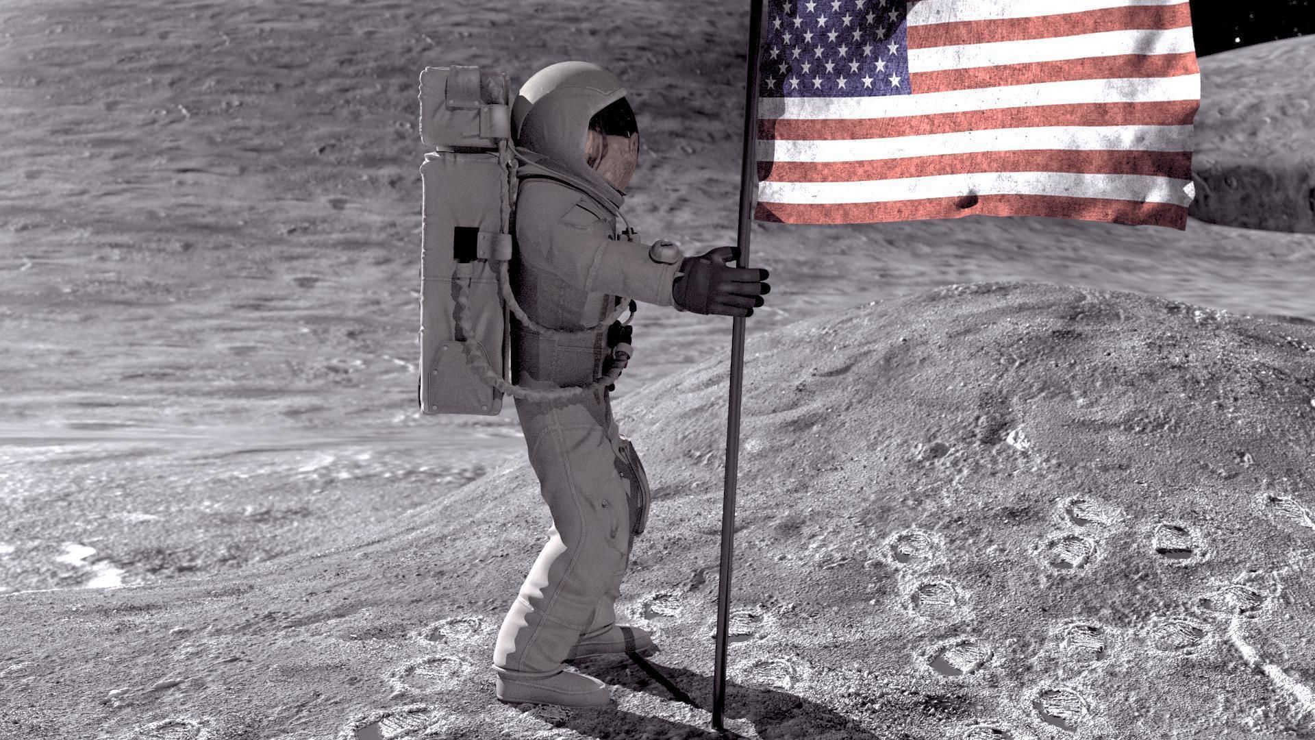 MOON NASA astronaut studio 3dsmax vray 3D model_6