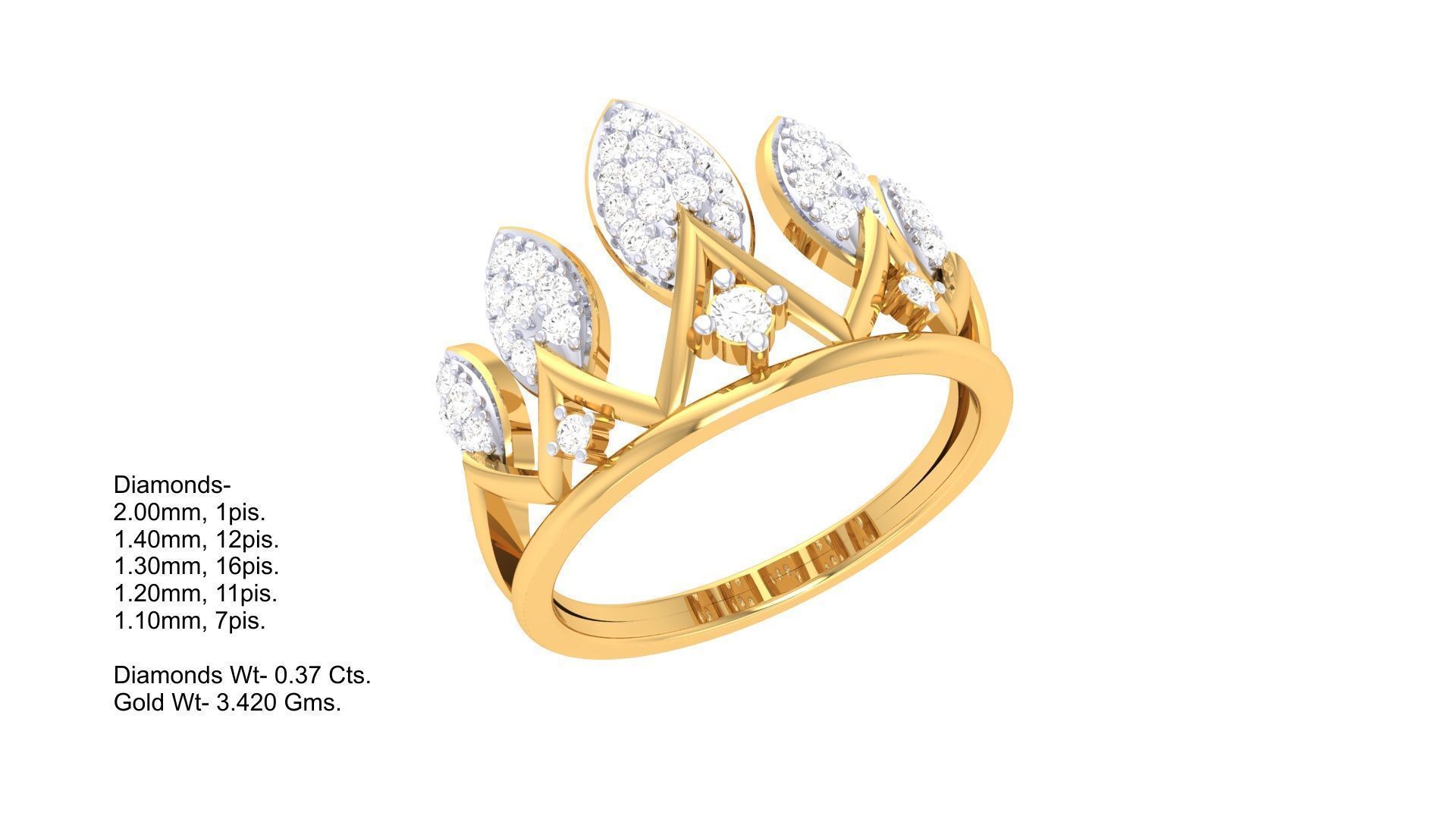 Crown Ring - 13 3D print model_1