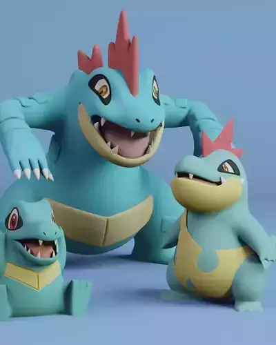 Totodile Entire evolution line 3D print model