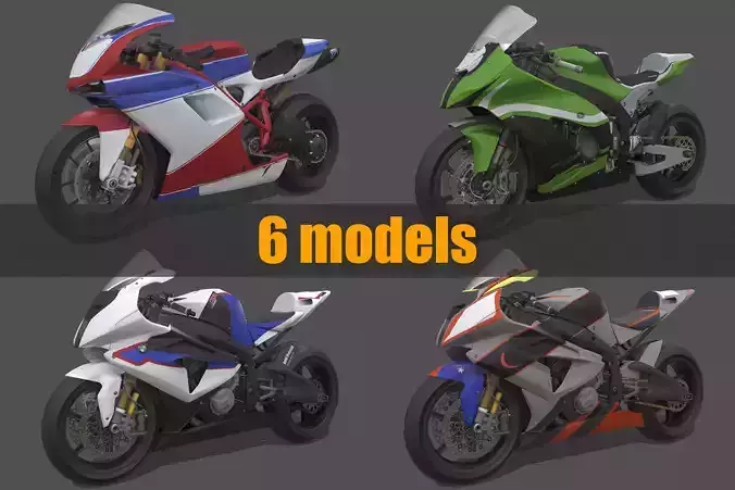 Sportbike Pack Low-poly 3D model