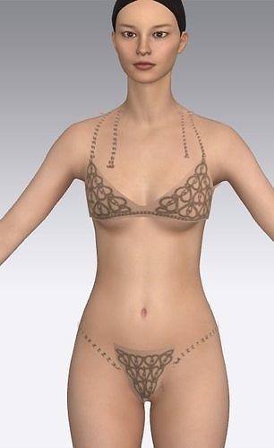 Lace detail bikini swimwear swimsuit Low-poly 3D model