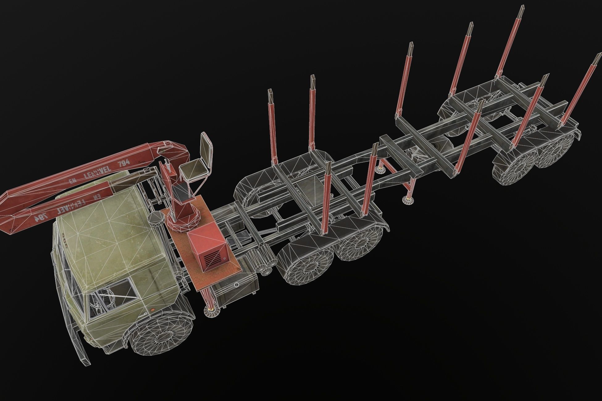 Kamaz Crane Low-poly 3D model_7
