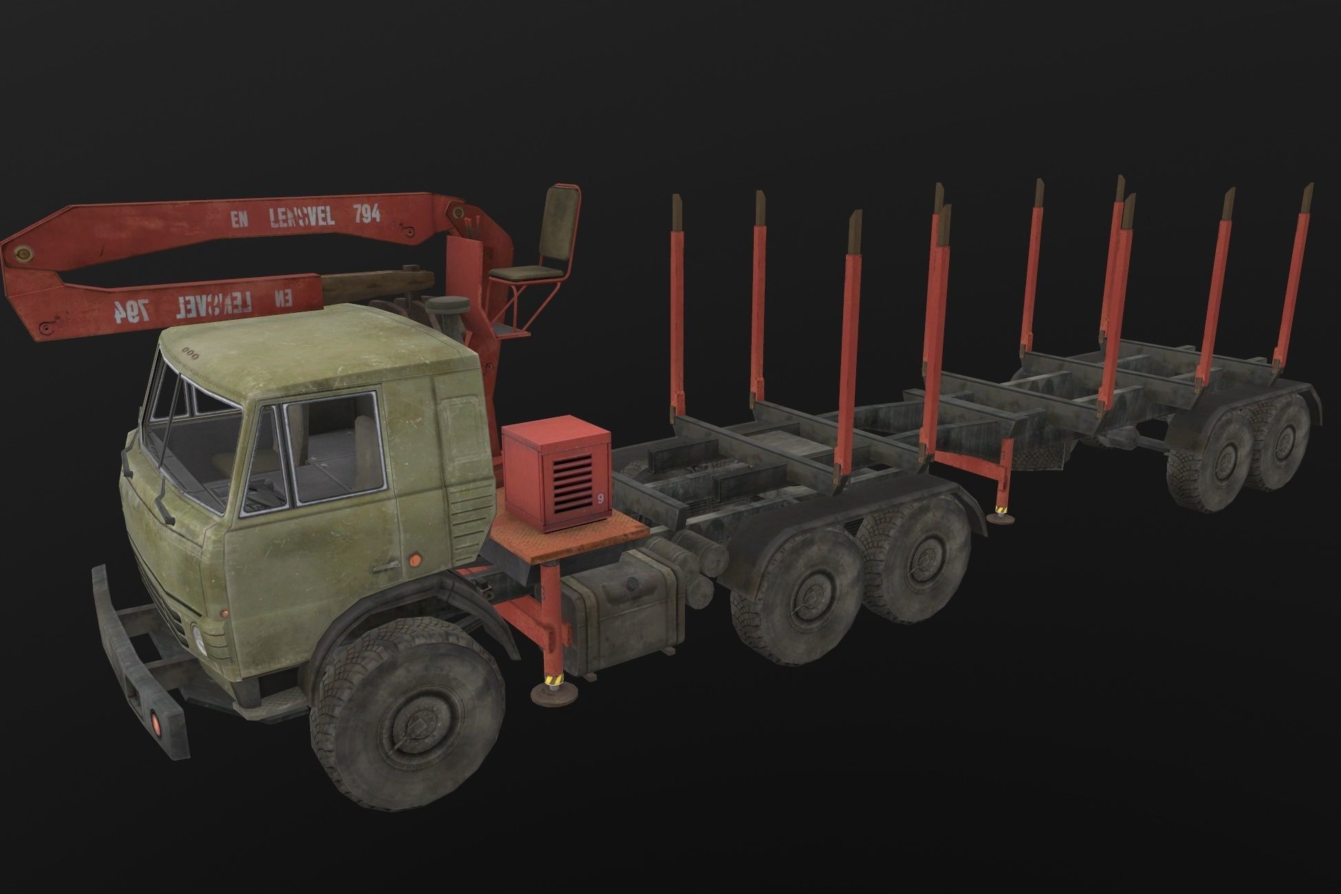 Kamaz Crane Low-poly 3D model_2
