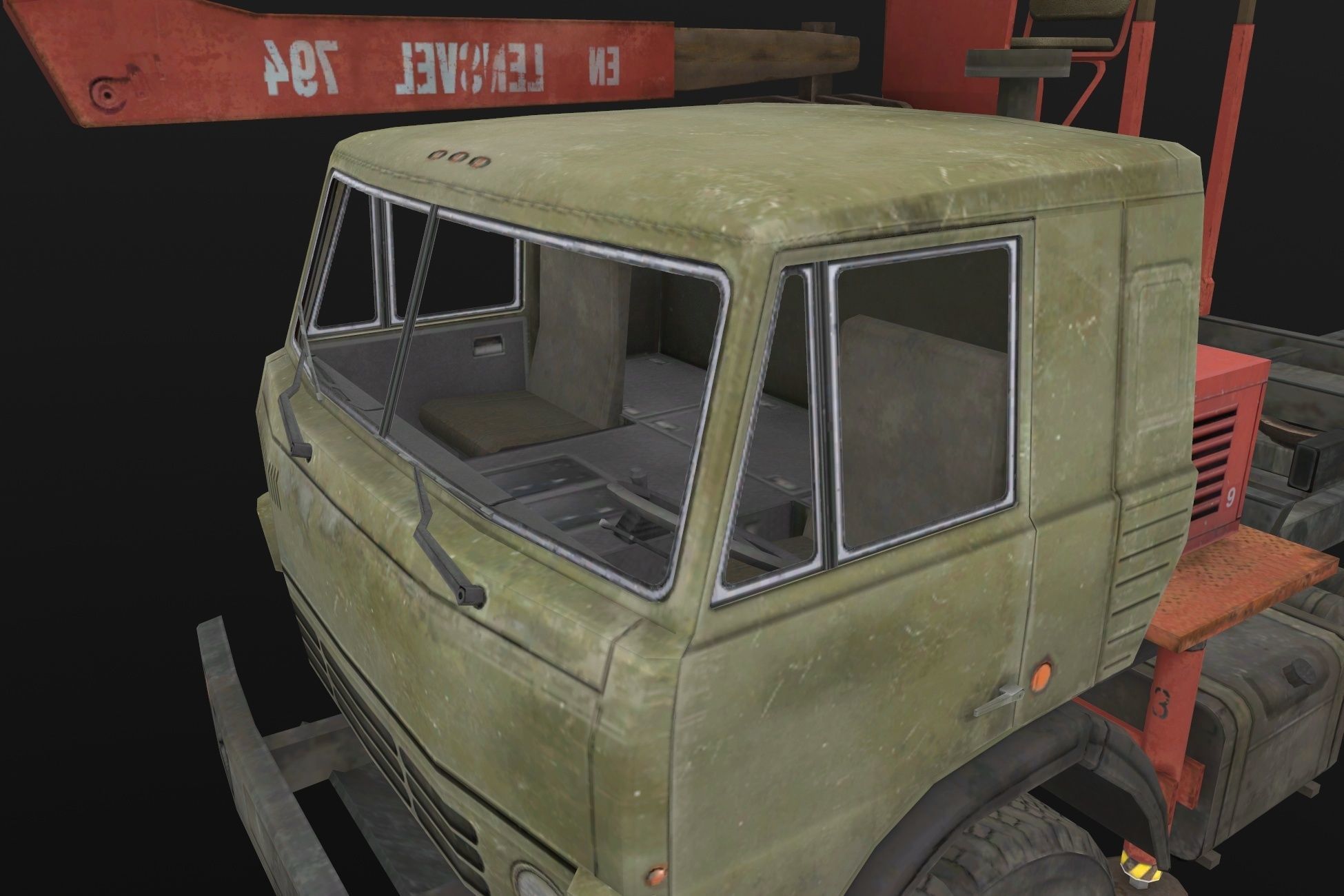 Kamaz Crane Low-poly 3D model_1