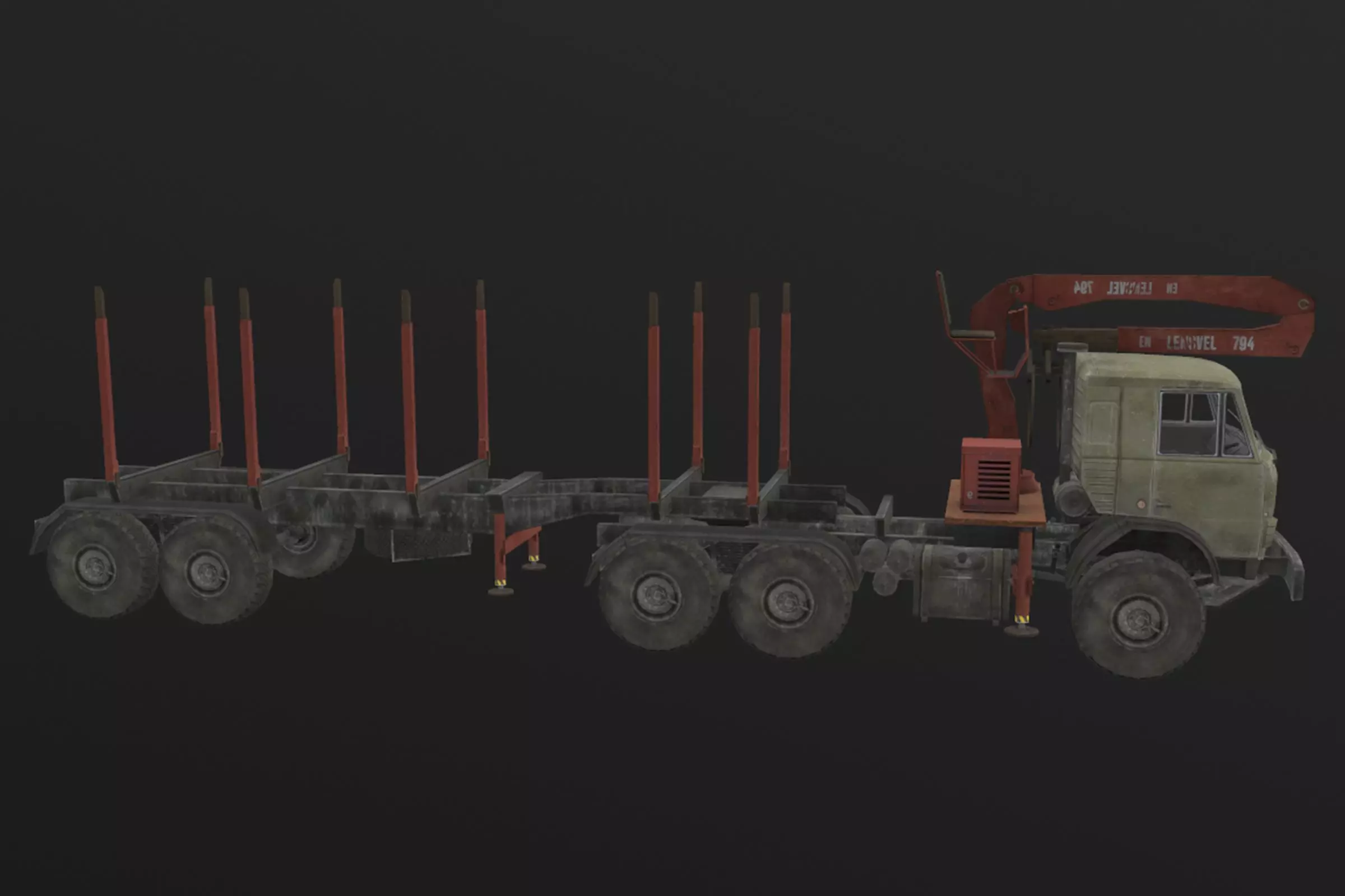 Kamaz Crane Low-poly 3D model_0