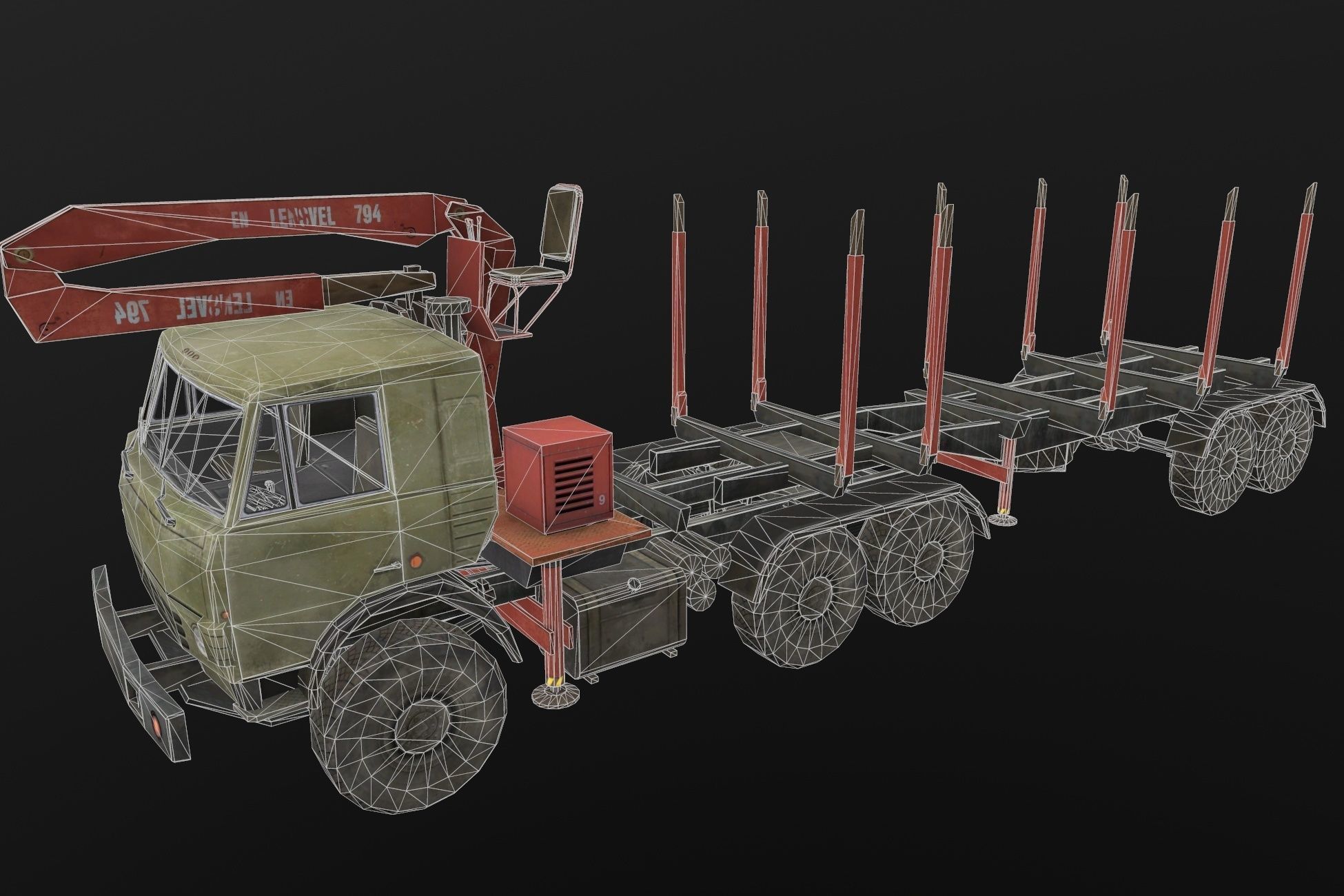Kamaz Crane Low-poly 3D model_6