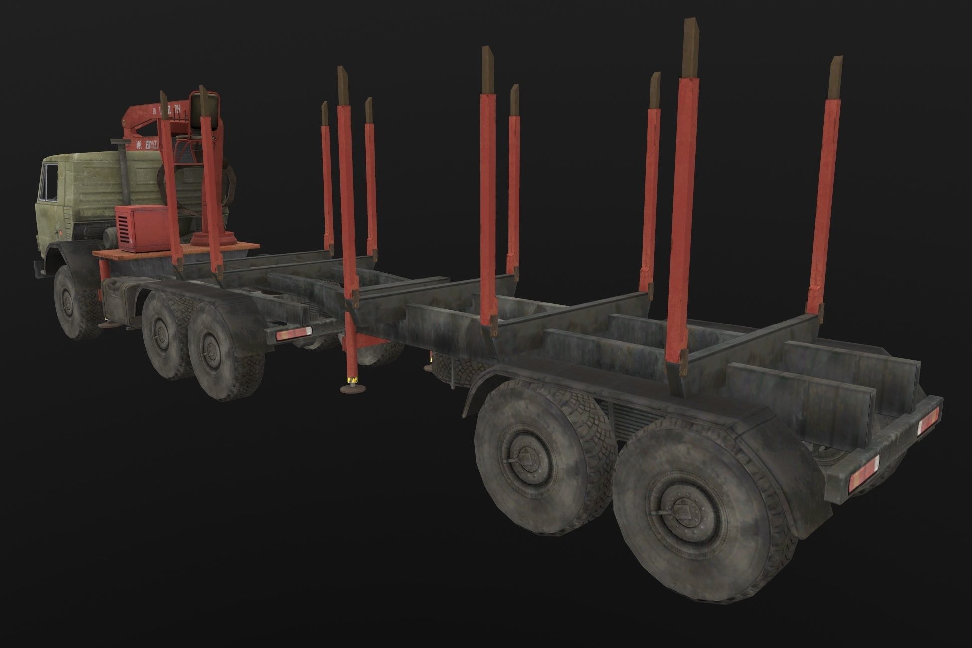 Kamaz Crane Low-poly 3D model_4