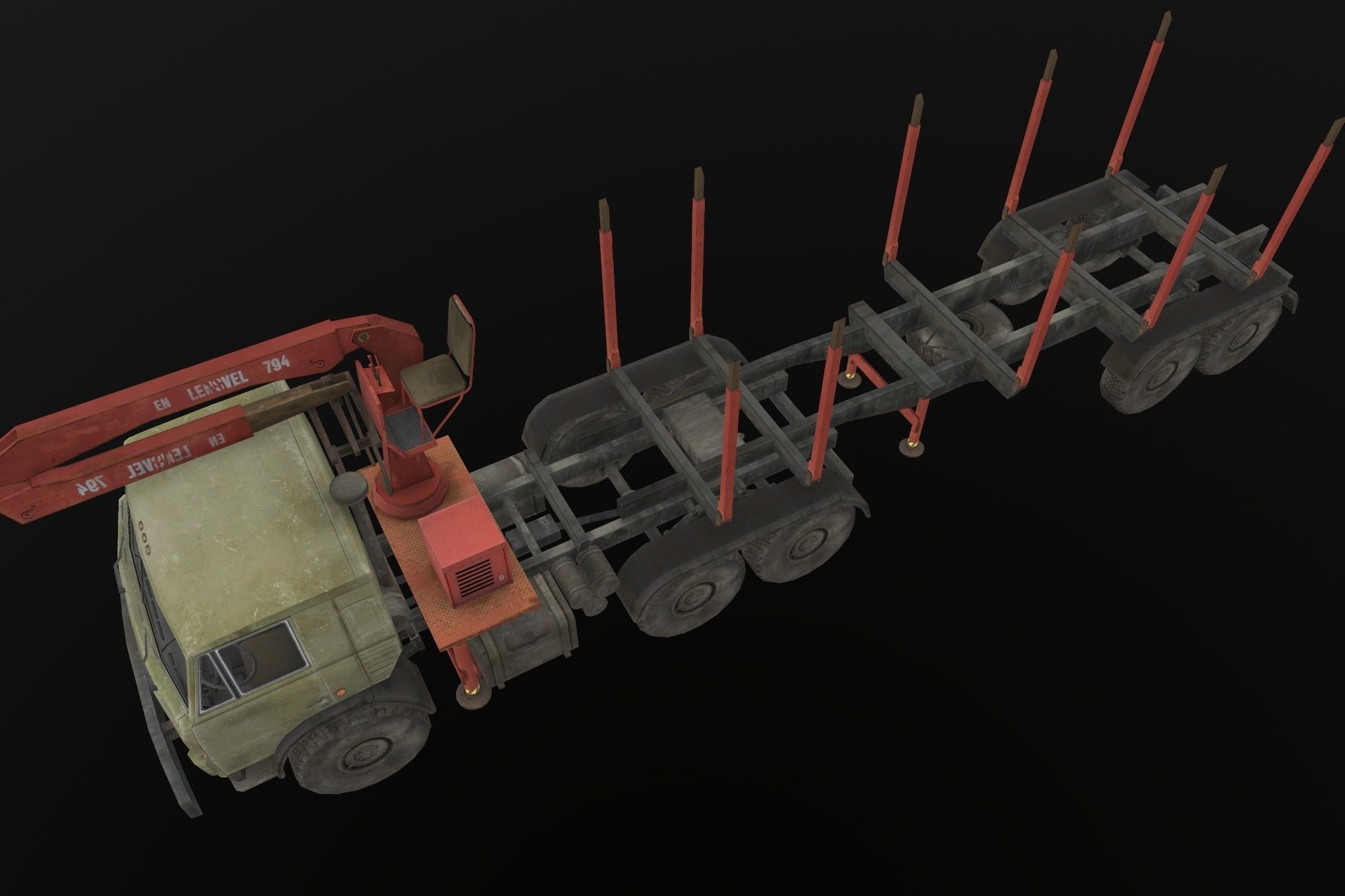 Kamaz Crane Low-poly 3D model_3