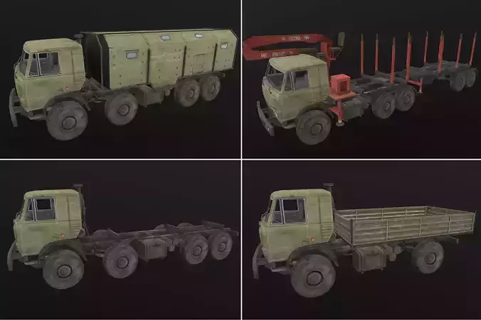 Kamaz Pack Low-poly 3D model