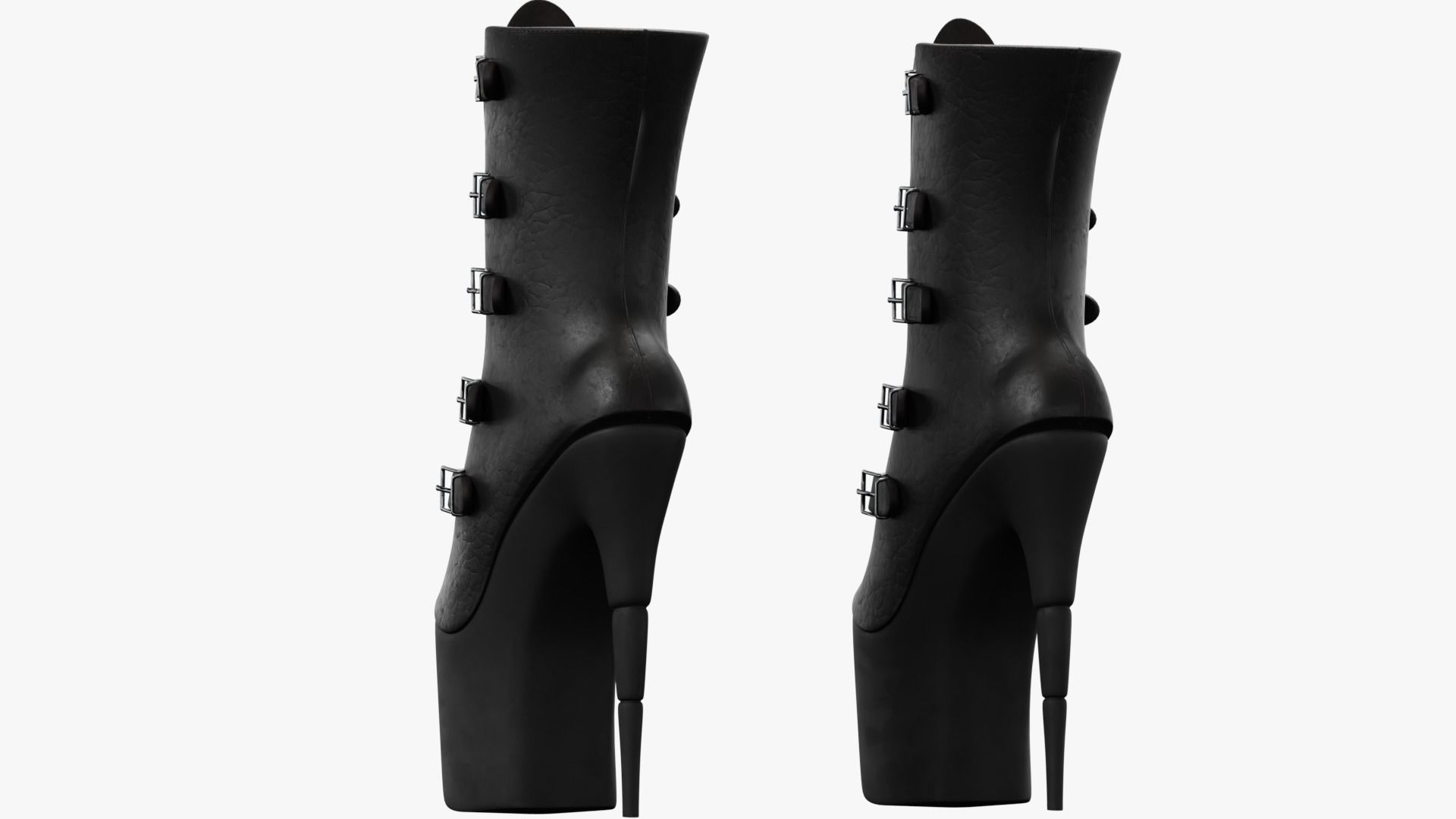 Female Gothic Boots Low-poly 3D model_6