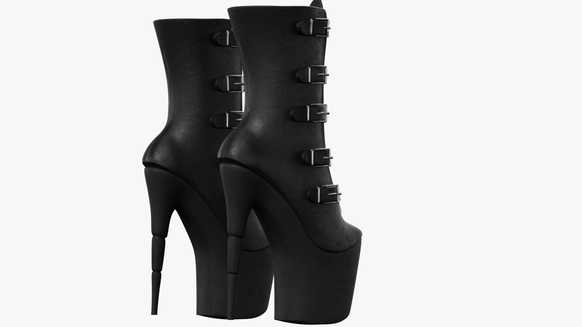 Female Gothic Boots Low-poly 3D model_3
