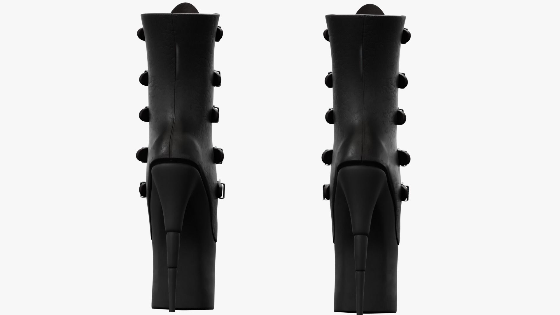 Female Gothic Boots Low-poly 3D model_5