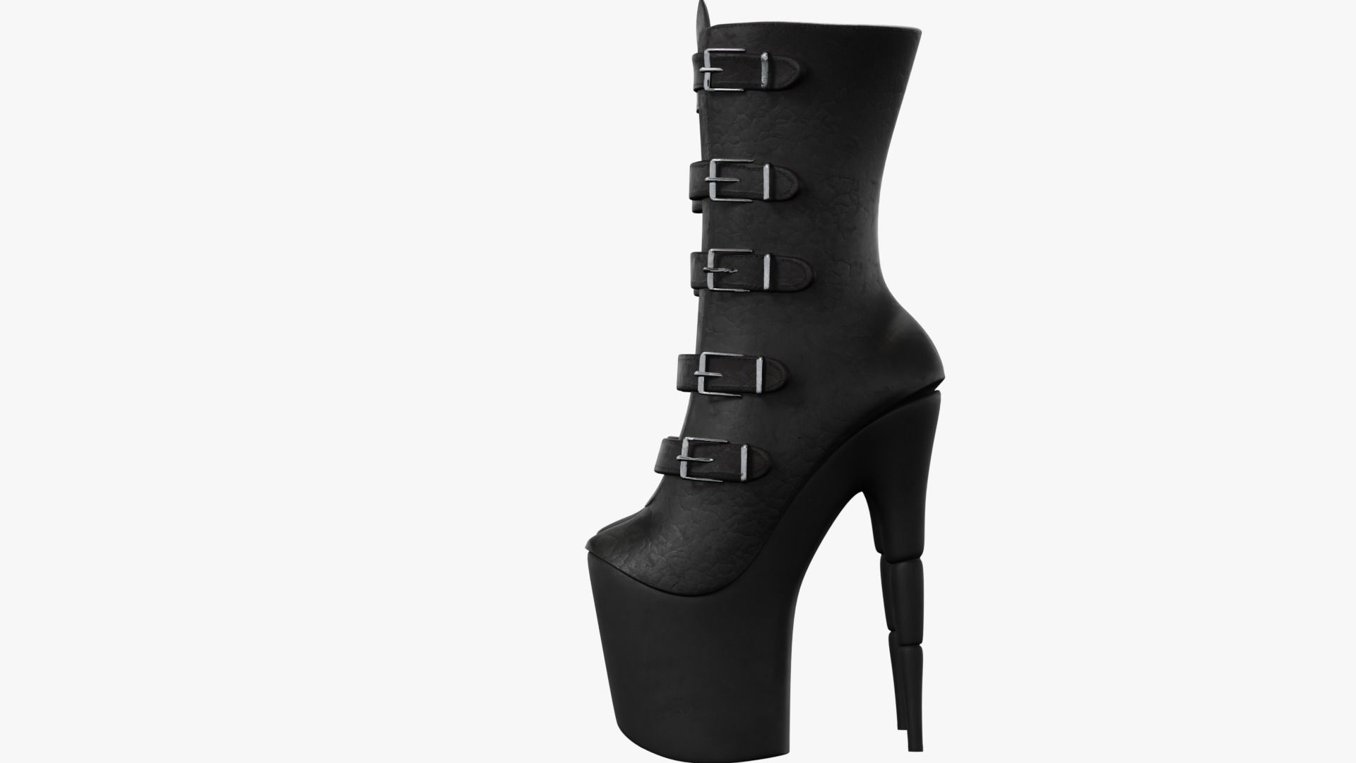 Female Gothic Boots Low-poly 3D model_8