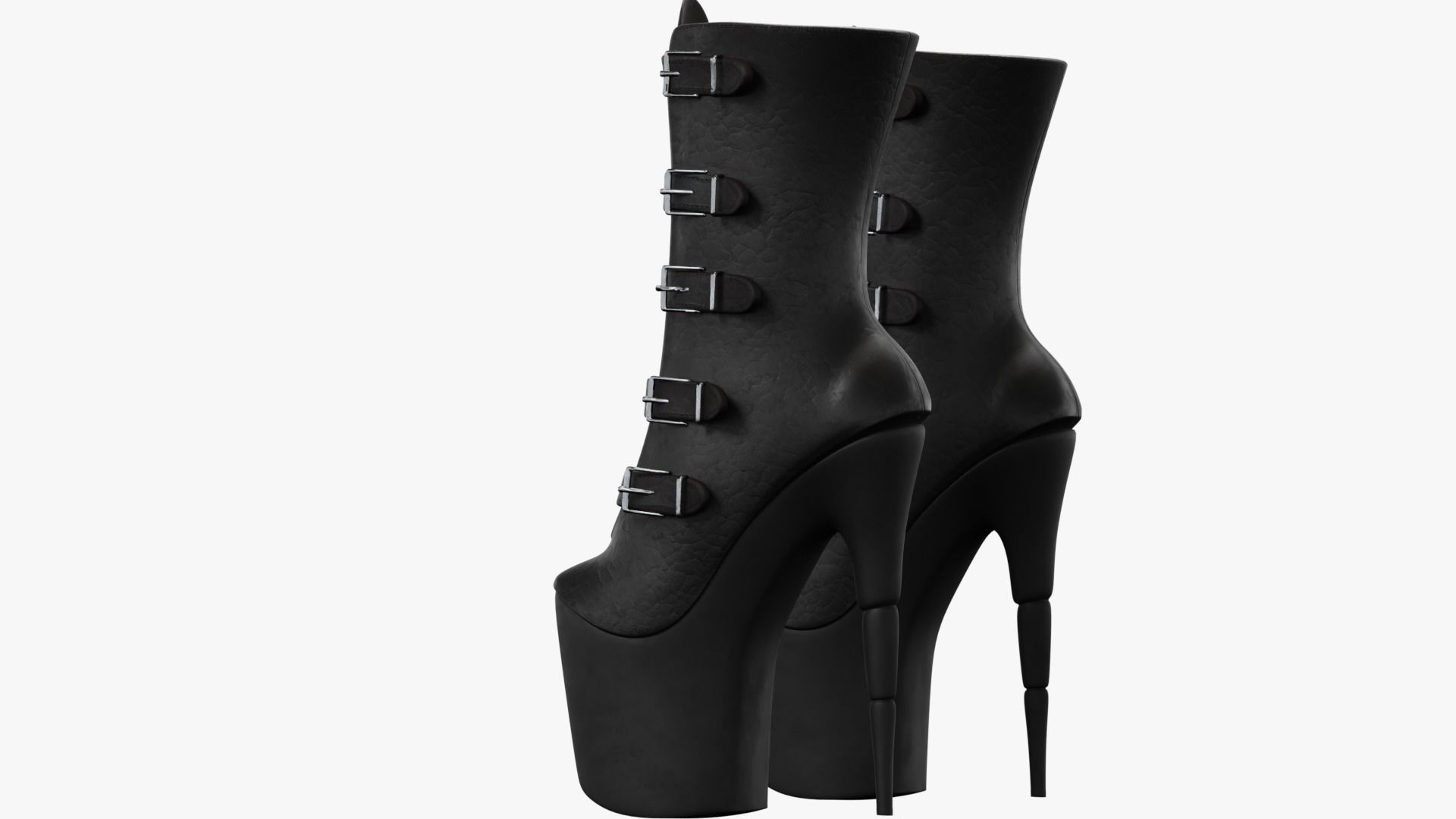 Female Gothic Boots Low-poly 3D model_7