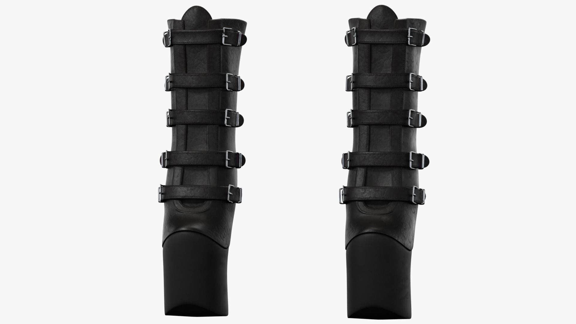 Female Gothic Boots Low-poly 3D model_1