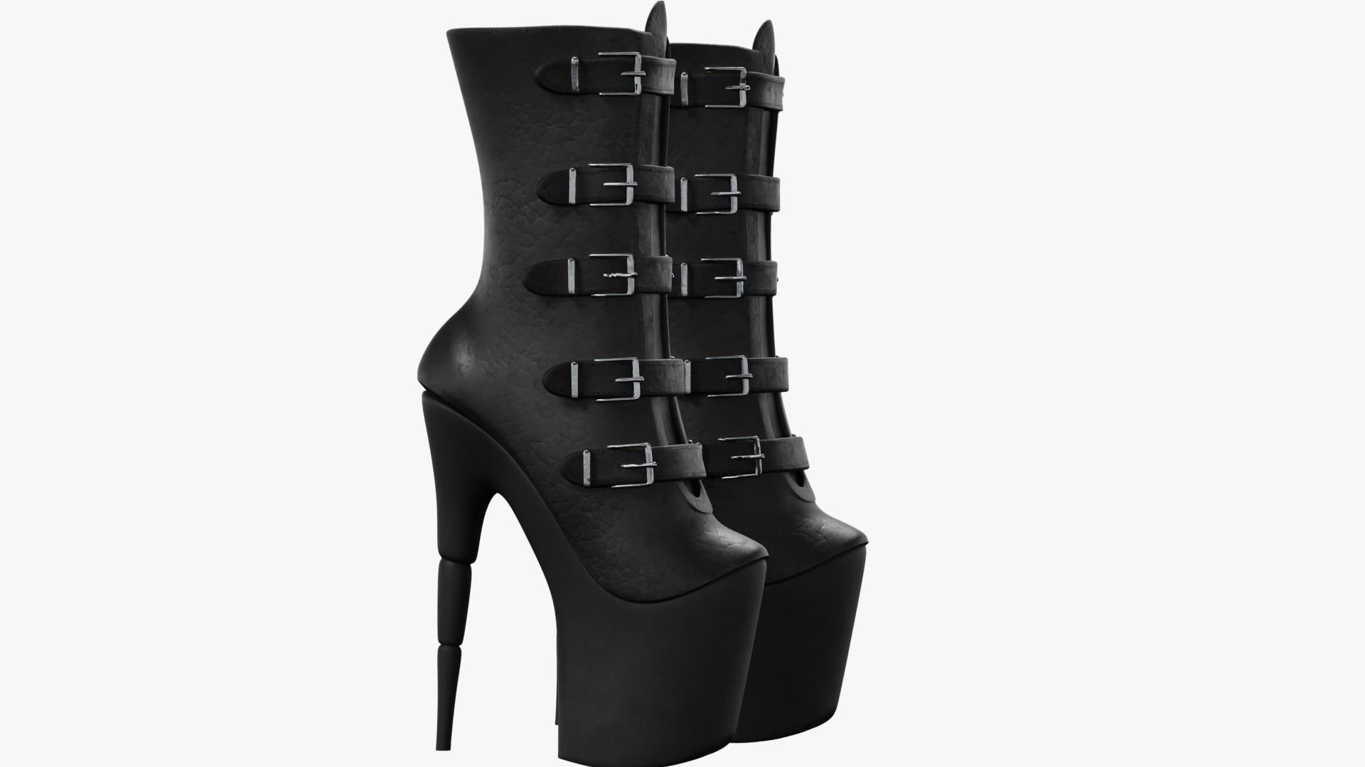 Female Gothic Boots Low-poly 3D model_2