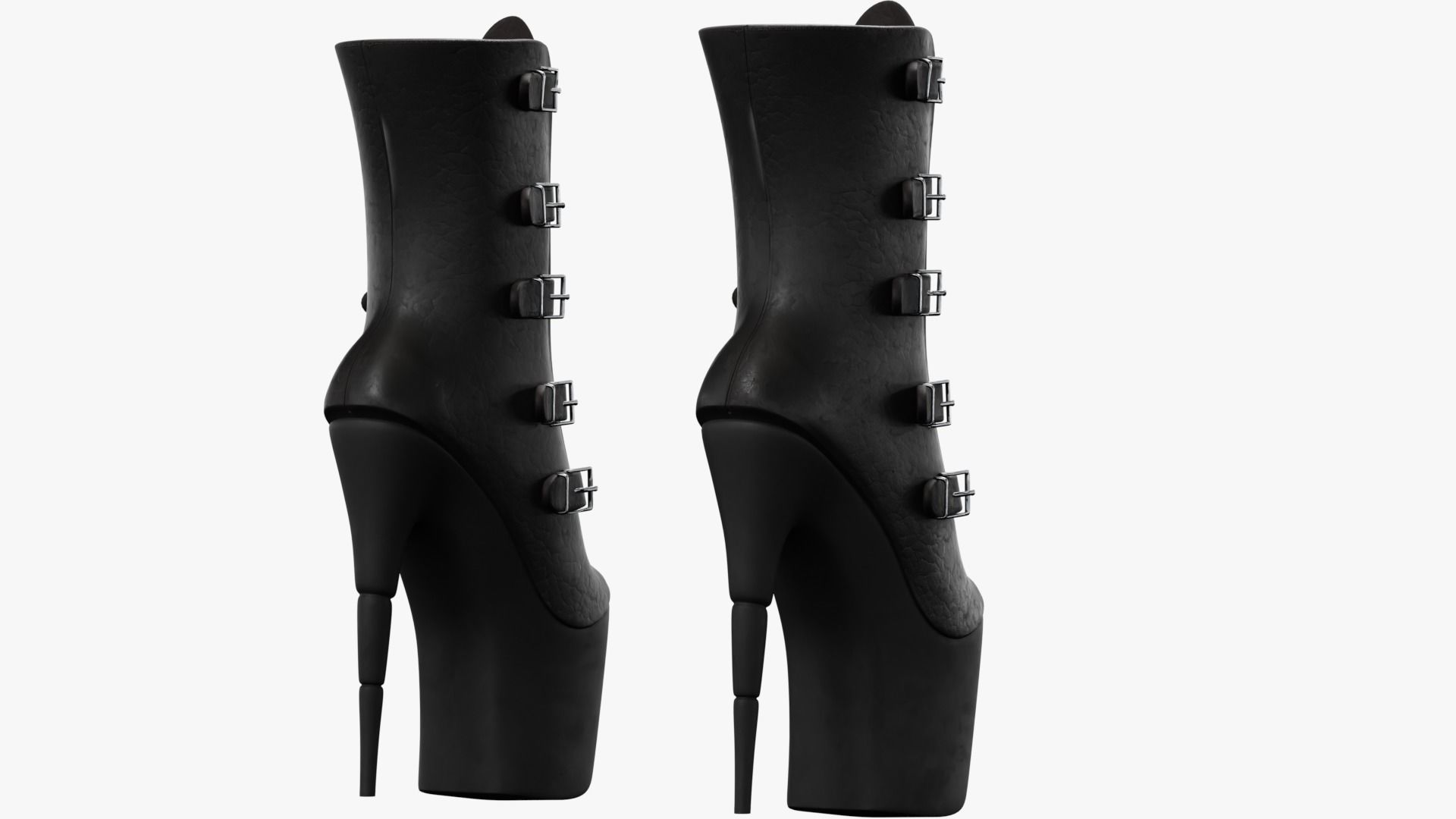 Female Gothic Boots Low-poly 3D model_4