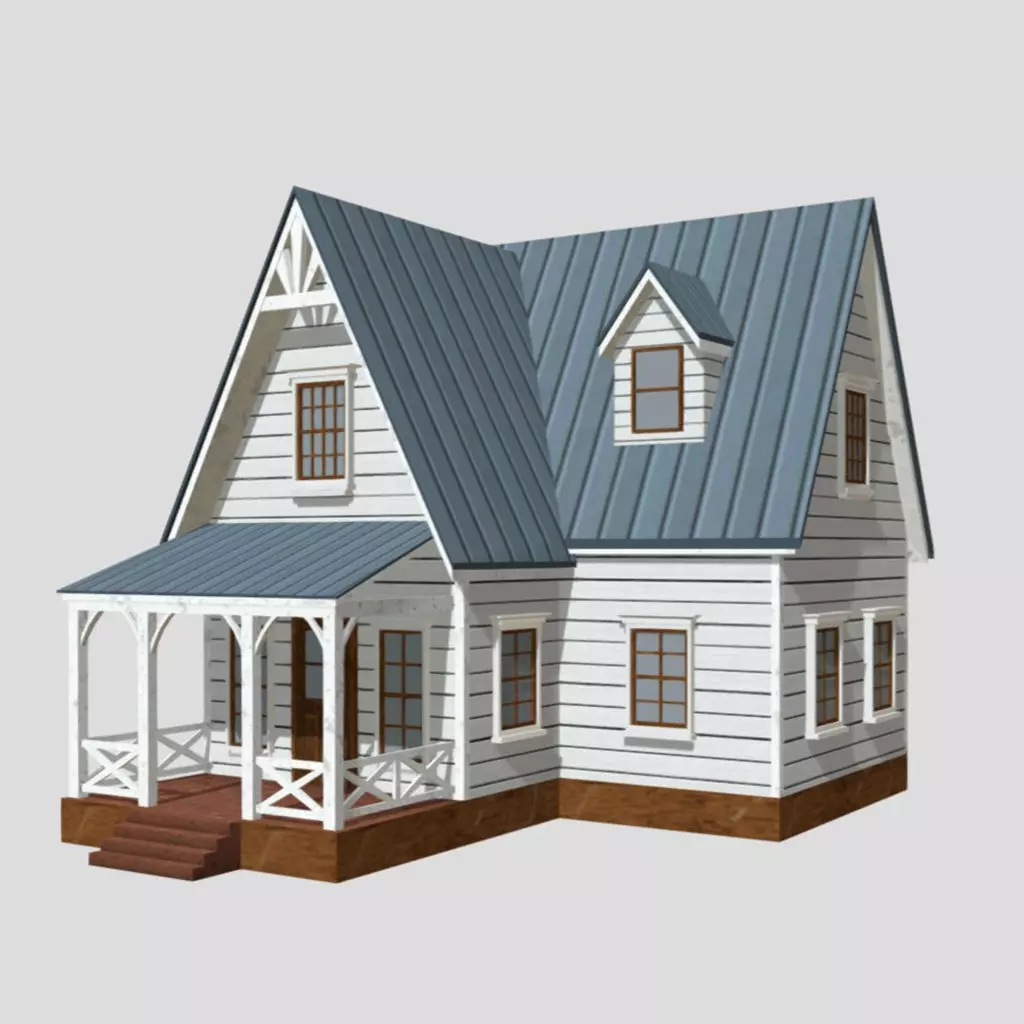 American Style Cottage - Town House Model Low-poly 3D model